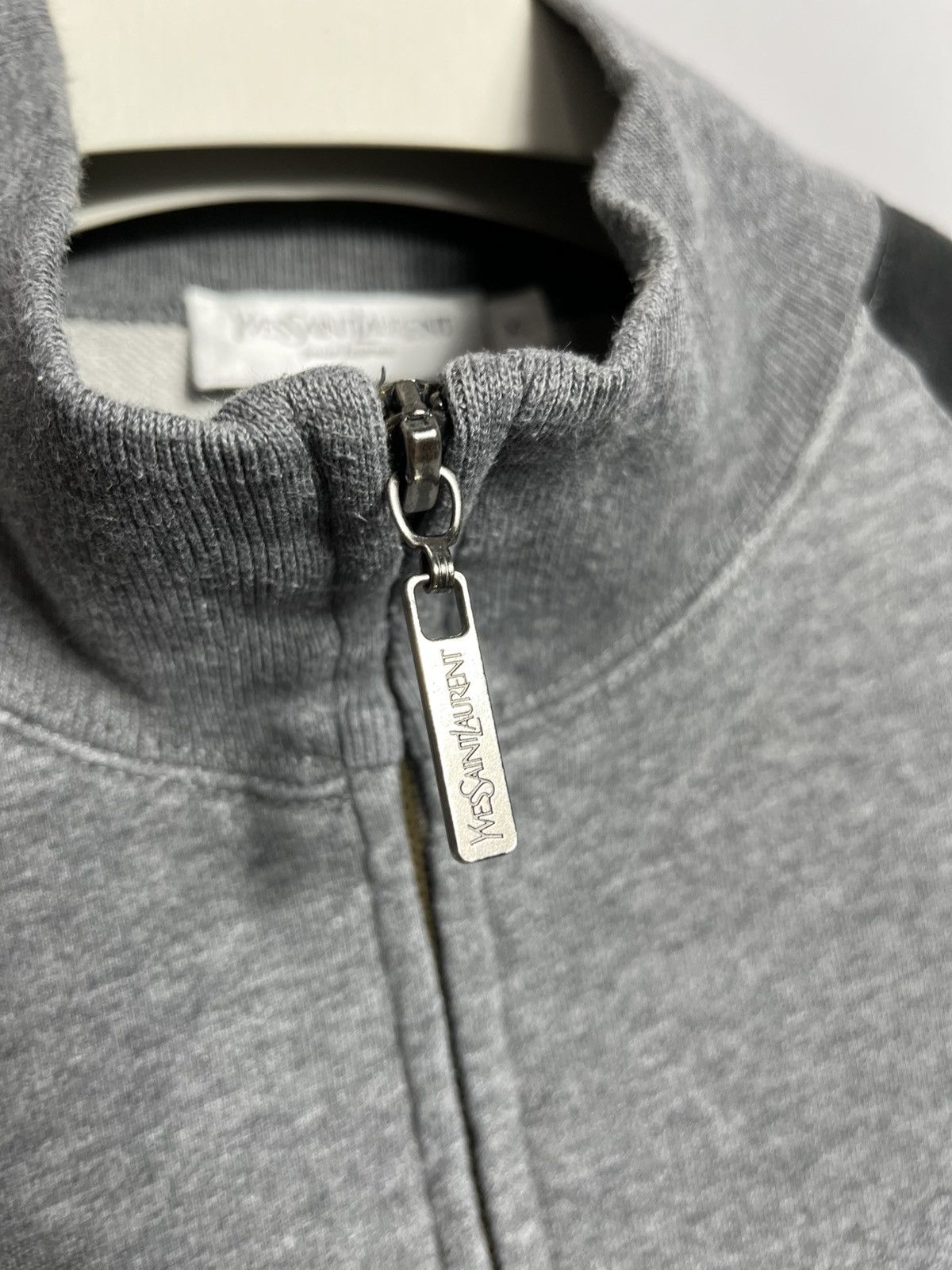 YVES SAINT LAURENT ZIP-THROUGH SWEATSHIRT Grey Cotton