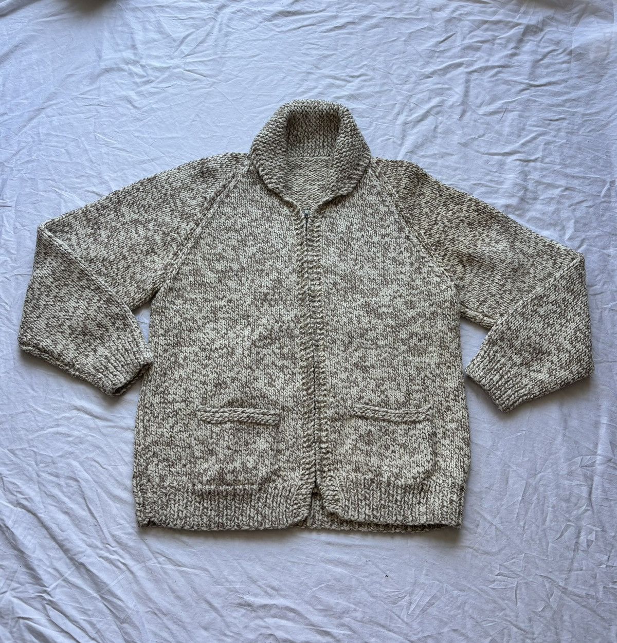Other Vintage Hand Knit Motorcycle Cardigan Wool Cowichan Sweater Size US L / EU 52-54 / 3 - 3 Thumbnail