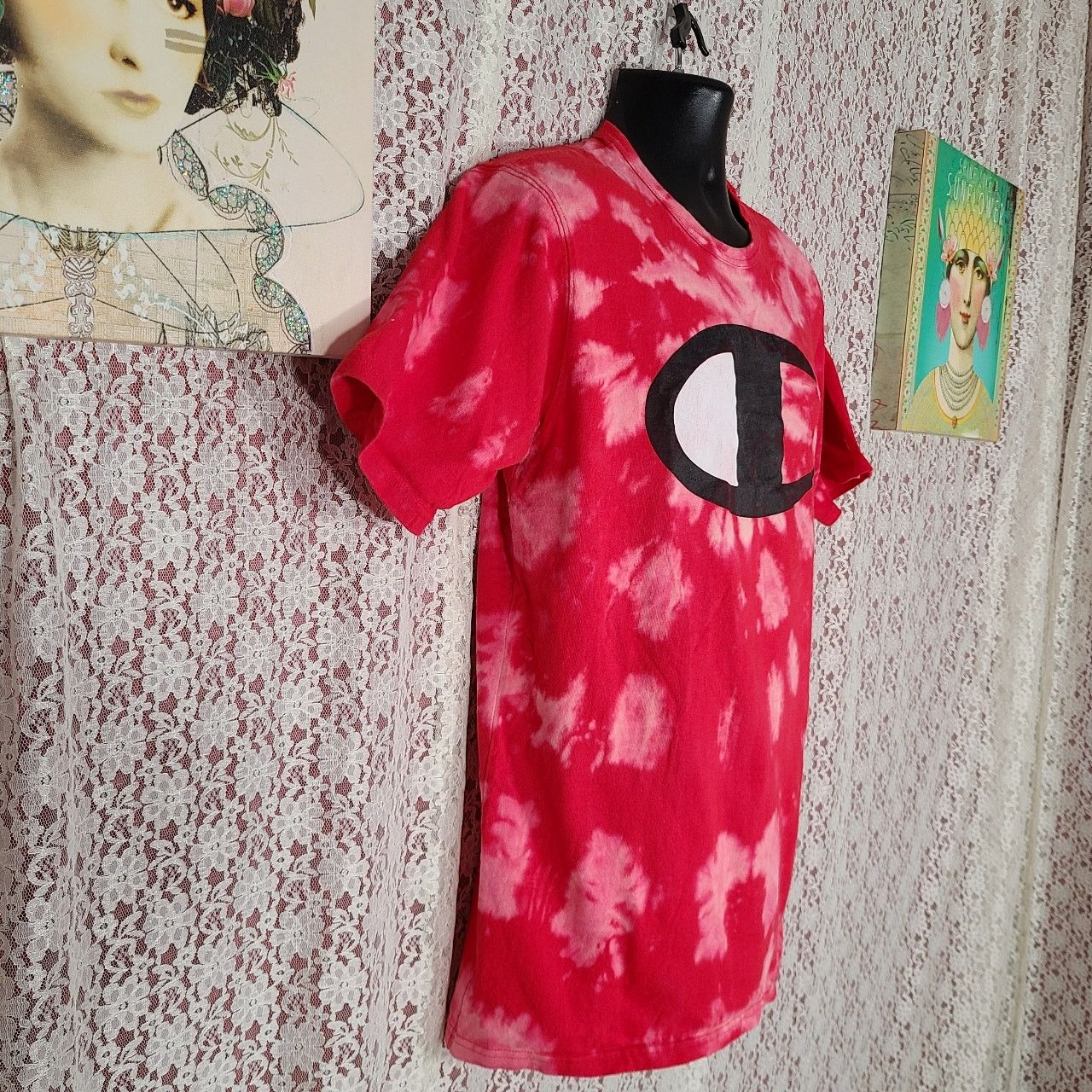 Champion Vintage 90s Champion red bleach tie dye graphic tshirt large Size US L / EU 52-54 / 3 - 2 Thumbnail