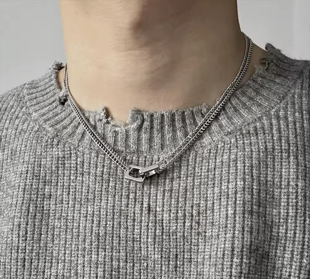 Jewelry Double Block Lock Necklace Size ONE SIZE - 1 Thumbnail