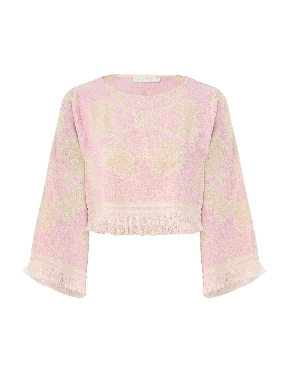 Zimmermann oc11z0525 Pop Long Sleeve Towelling Crop Top in Multicolor Size XS / US 0-2 / IT 36-38 - 1 Thumbnail