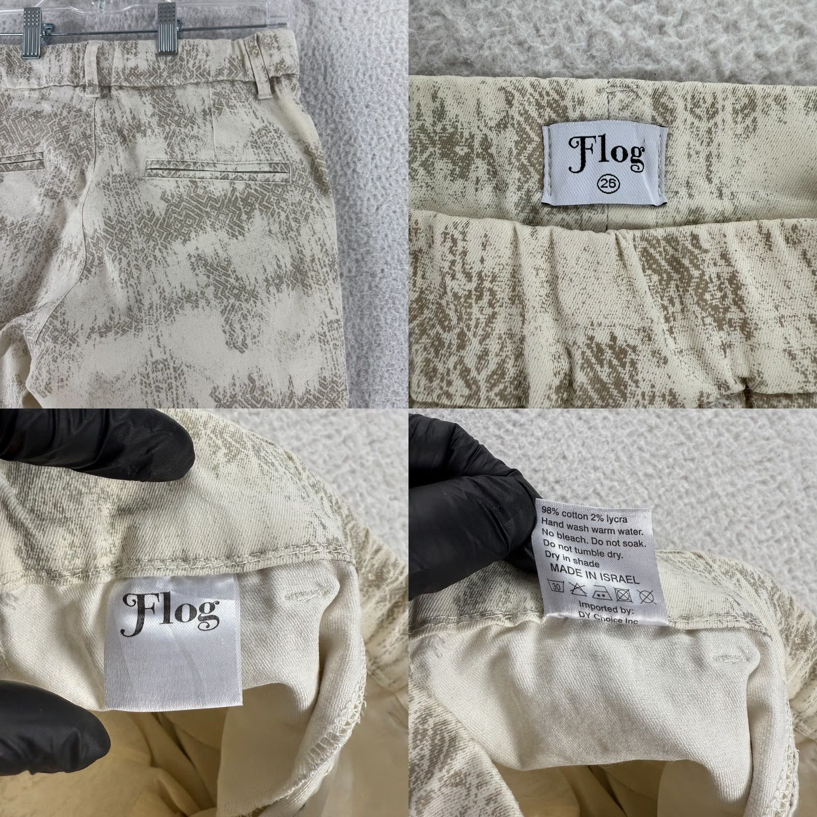 Vintage Bevy Flog Dafna Pants Womens Size 26 White Print Pull On Skinny Leg Trousers Size 26" / US 2 / IT 38 - 9 Thumbnail