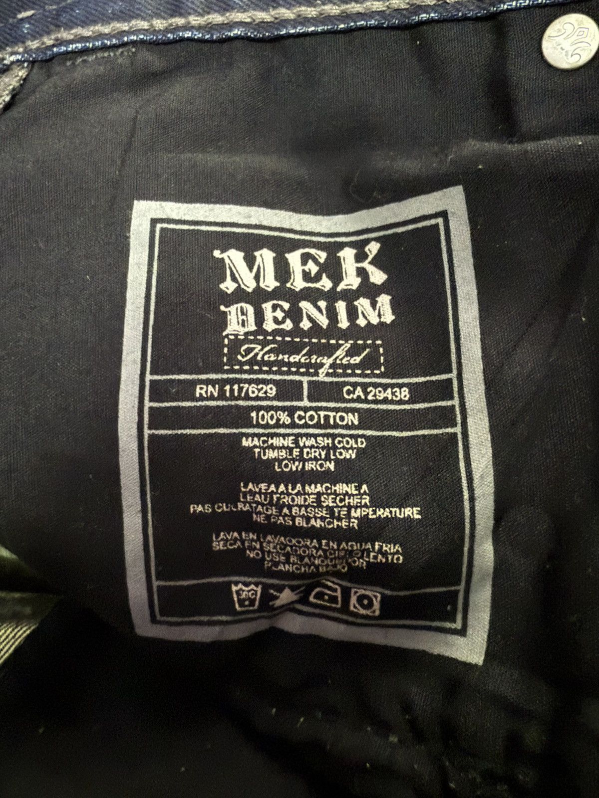 Japanese Brand × Mek Denim Mek Denim Wax Coated Studded Vegas Boot Cut Flared Jeans Size US 30 / EU 46 - 24 Thumbnail