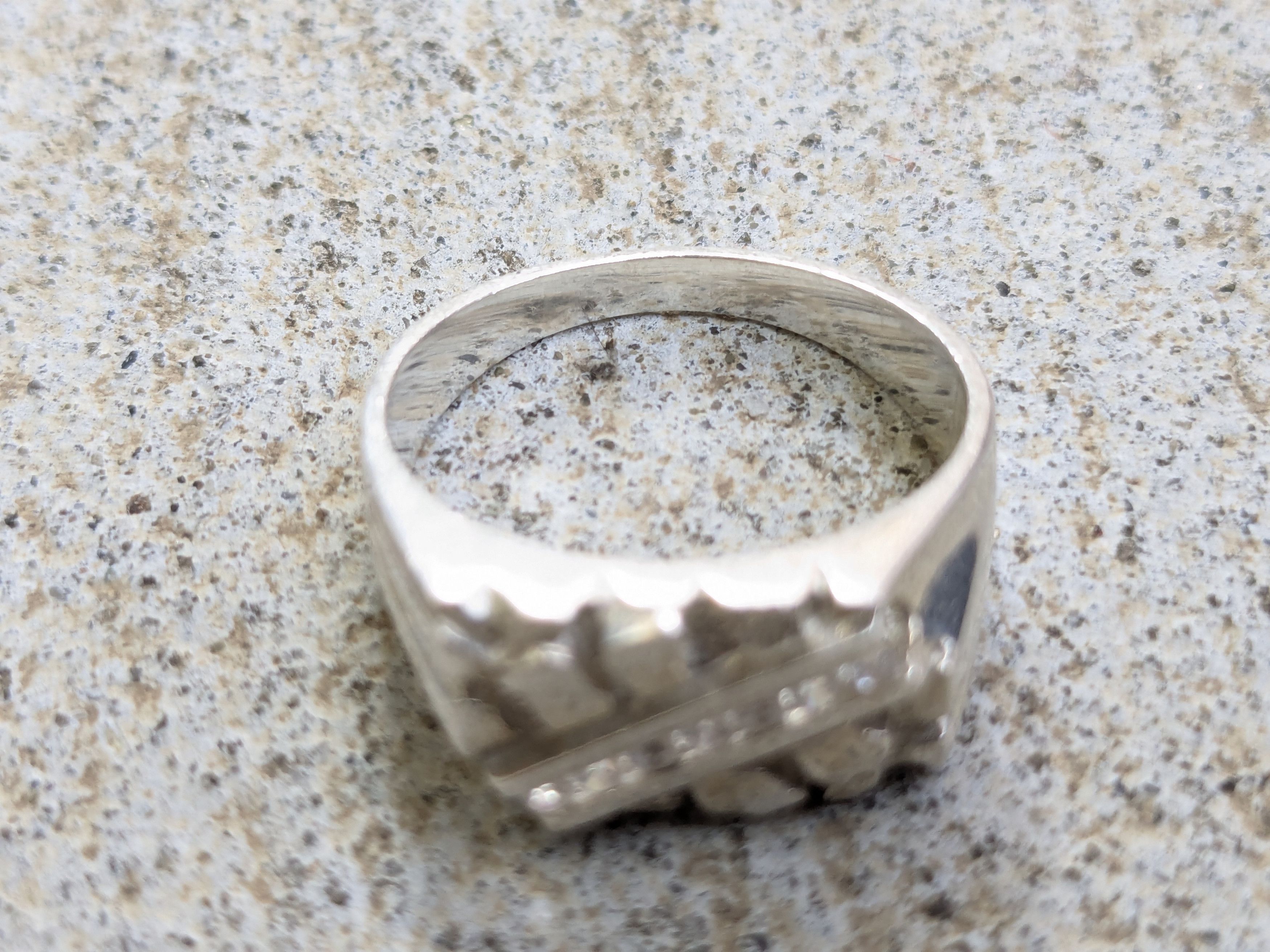 Jewelry × Vintage Sterling Silver Ring Nugget CZ Clear 9.75 Band Size ONE SIZE - 10 Thumbnail