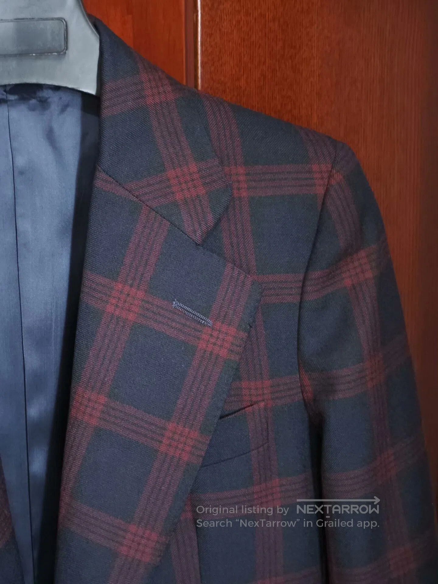 Japanese Brand Italian Wool Blend Suit with Red Checks. Size US S / EU 44-46 / 1 - 2 Thumbnail