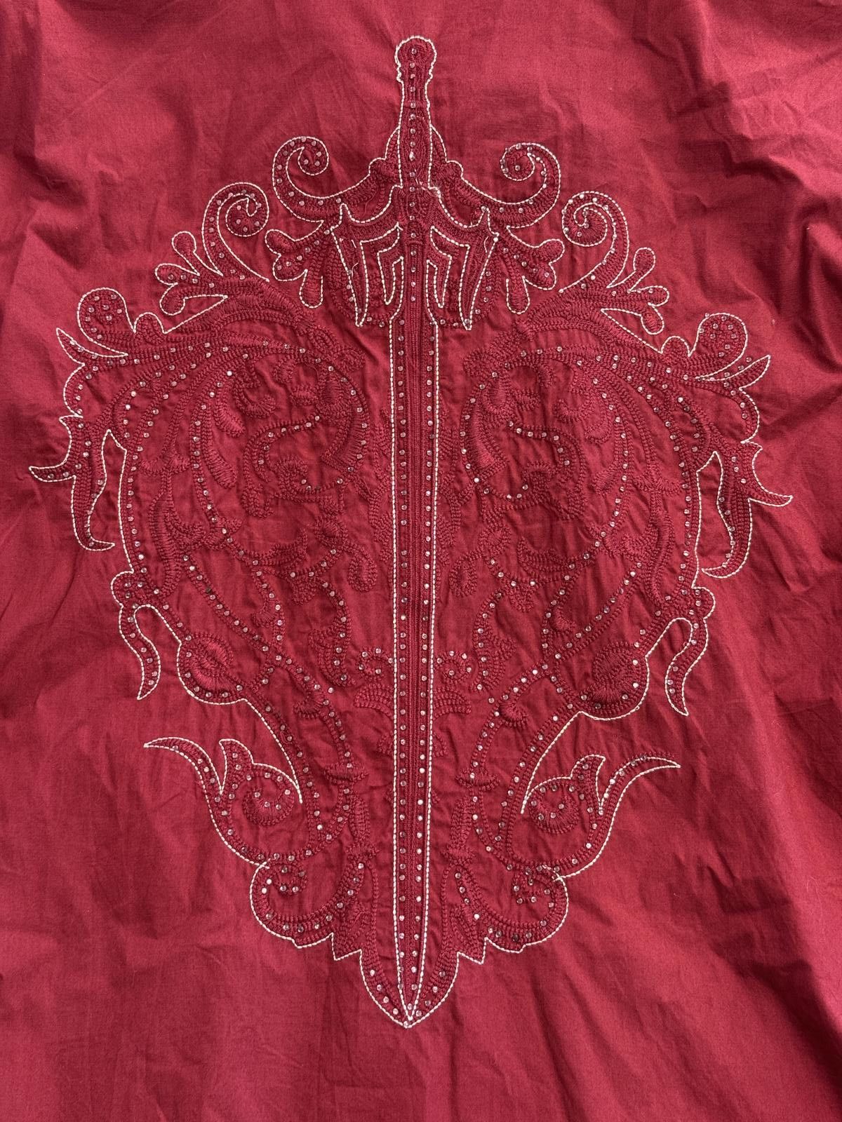 Designer Lamasini Button Up - Embroidred Sword Design Red Bedazzled Size US L / EU 52-54 / 3 - 6 Thumbnail