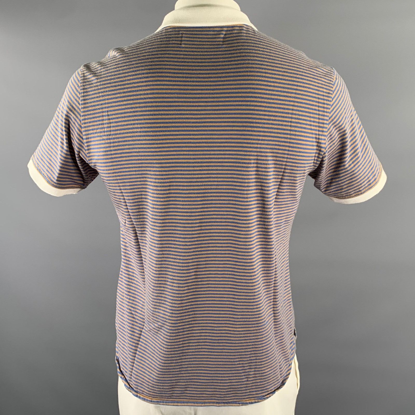 Shipley & Halmos SHIPLEY and HALMOS XL Blue Orange White Stripe Cotton Polo Size US XL / EU 56 / 4 - 3 Thumbnail