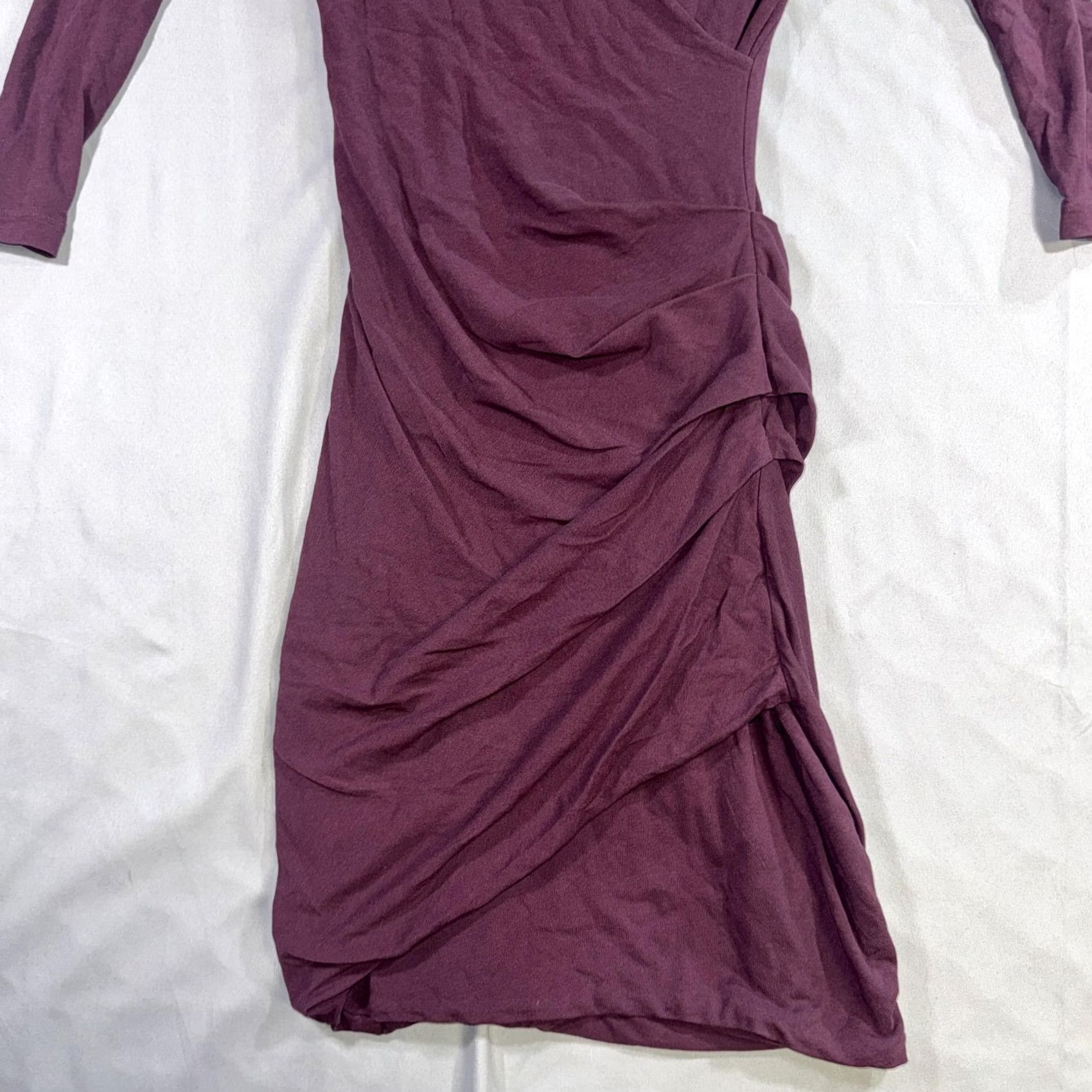 James Perse James Perse Dress Womens 2 Purple Ruched Wrap 3/4 Sleeve V Neck Bodycon Jersey - Casual Party Cocktail Size XS / US 0-2 / IT 36-38 - 6 Thumbnail