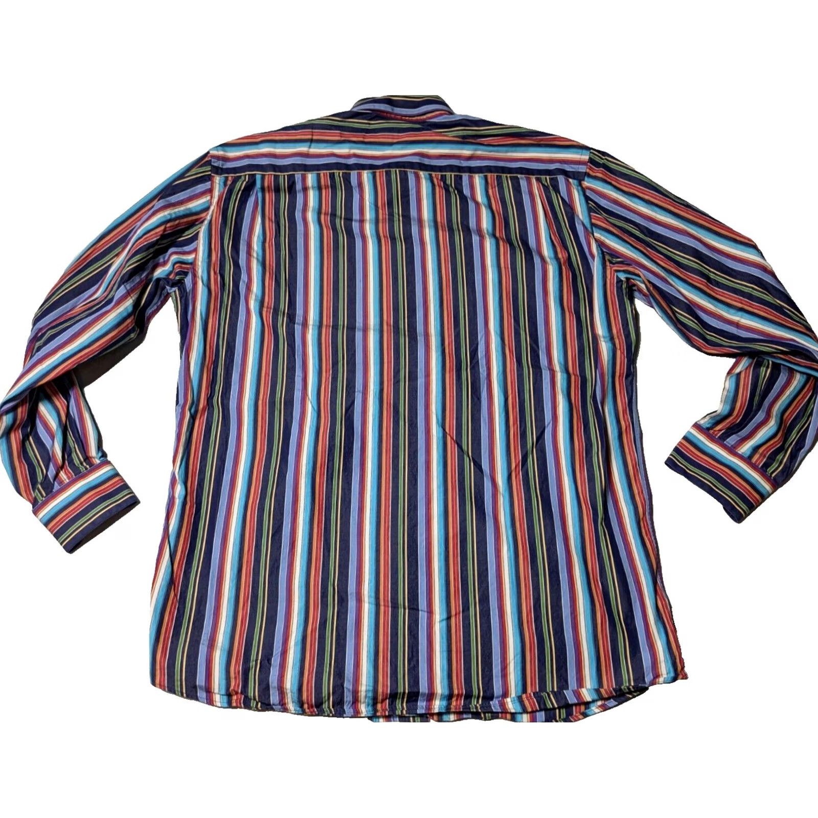 Vintage ST. CROIX Men L Blue Multi Striped Cotton Button-Up Shirt Made In Italy Size US L / EU 52-54 / 3 - 2 Thumbnail
