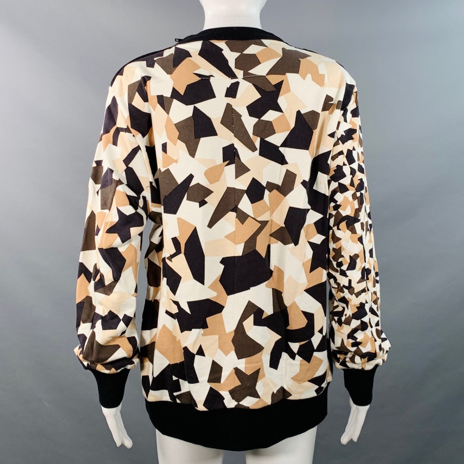 Givenchy S Black Brown Cream Cotton Geometric Crew Neck Pullover Size S / US 4 / IT 40 - 4 Thumbnail