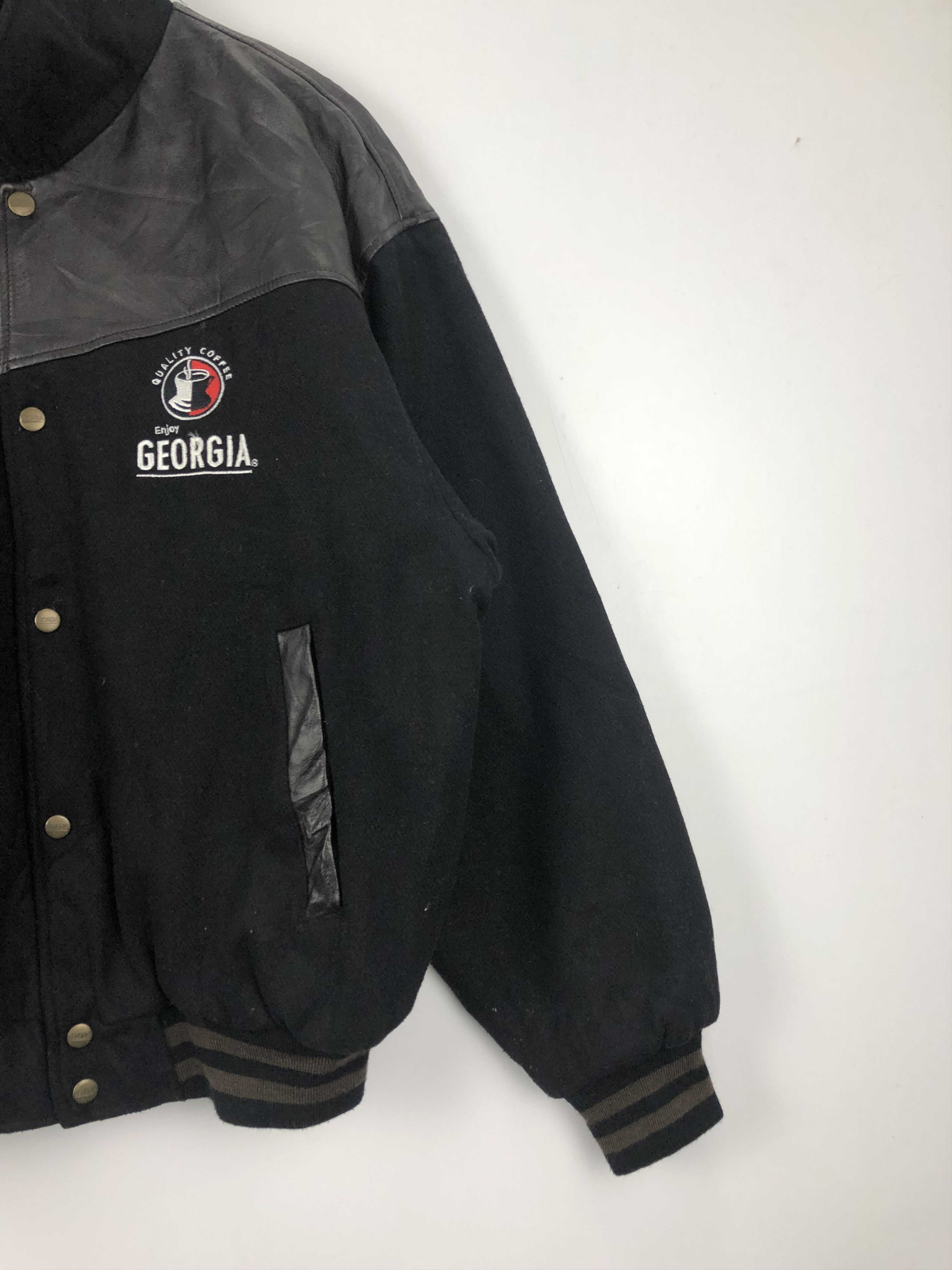 Vintage Vintage Georgia Coffee Wool Leather Varsity Jacket V0326 Size US M / EU 48-50 / 2 - 5 Thumbnail