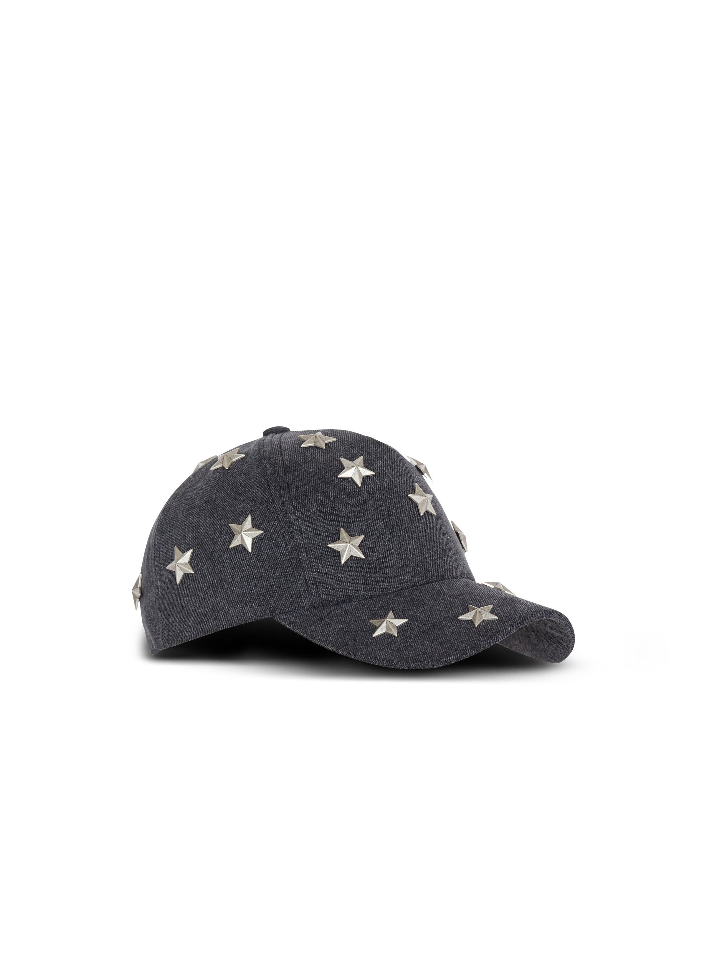 Balmain o1s1wg111025 Size: OS/Star Studded Denim Cap in Grey Size ONE SIZE - 3 Thumbnail