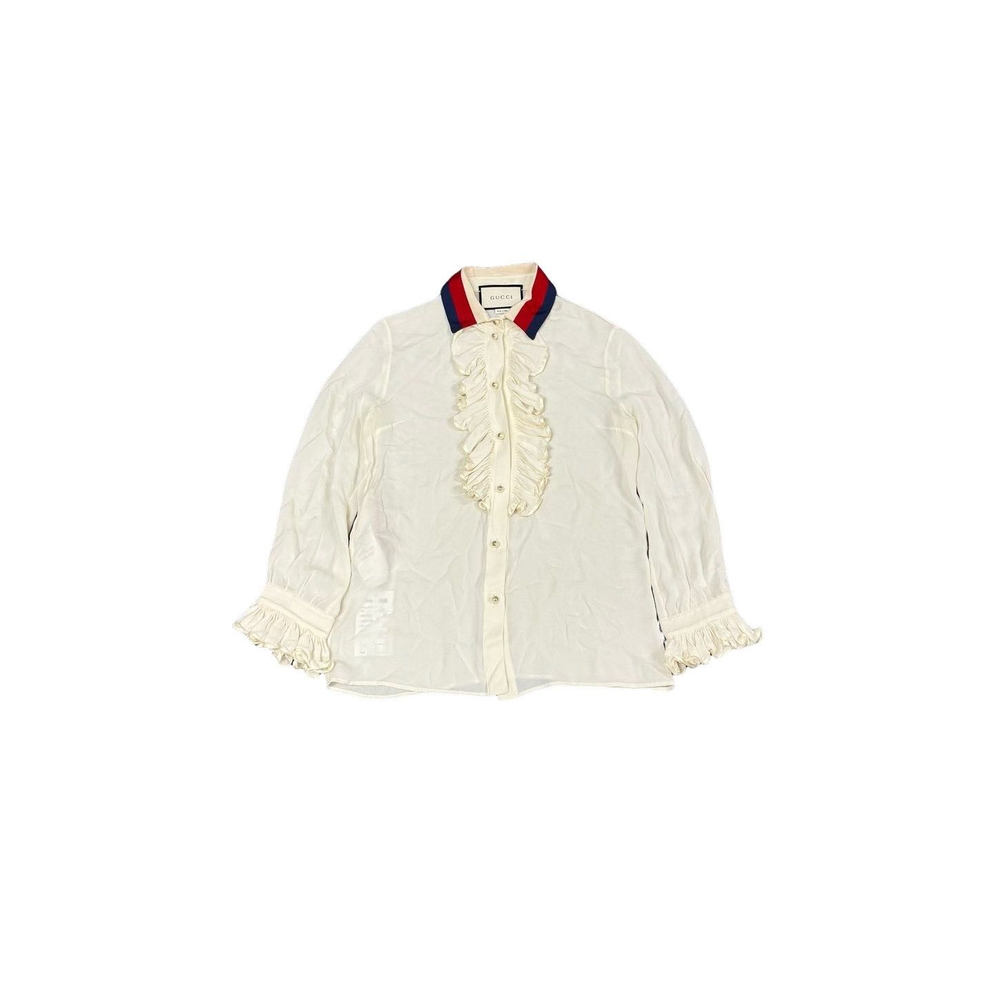 Gucci Gucci Ruffle Web Collar Silk Blouse IT 40 Size S / US 4 / IT 40 - 1 Thumbnail