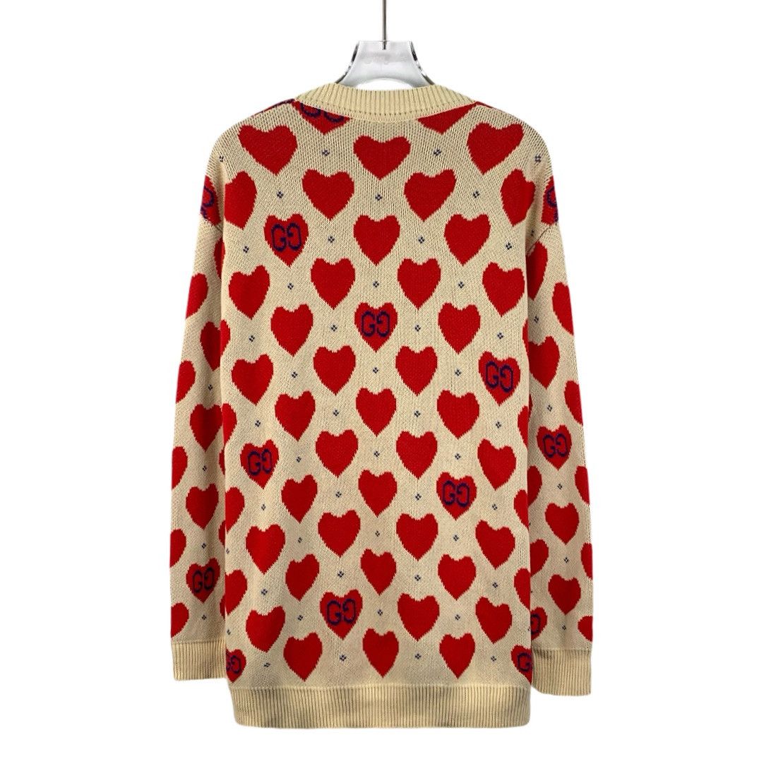 Gucci Gucci Colorblocked Heart Full Print Cotton V-Neck Cardigan Size XS / US 0-2 / IT 36-38 - 2 Thumbnail