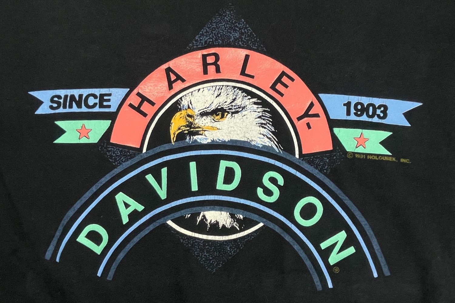 Harley Davidson × Vintage 1991 Harley Pastel Eagle - Holoubek - Single Stitch - Sz M Size US S / EU 44-46 / 1 - 1 Thumbnail
