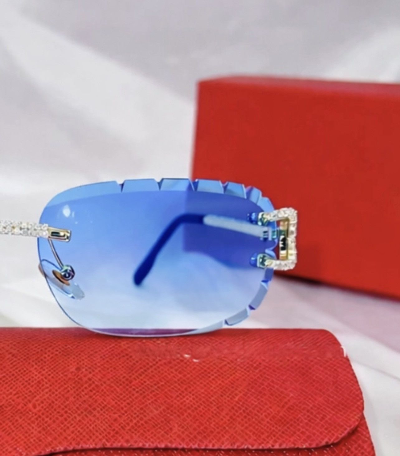 Other New Cut Blue Lens Sunglasses square Rimless Sunglasses High Size ONE SIZE - 4 Thumbnail