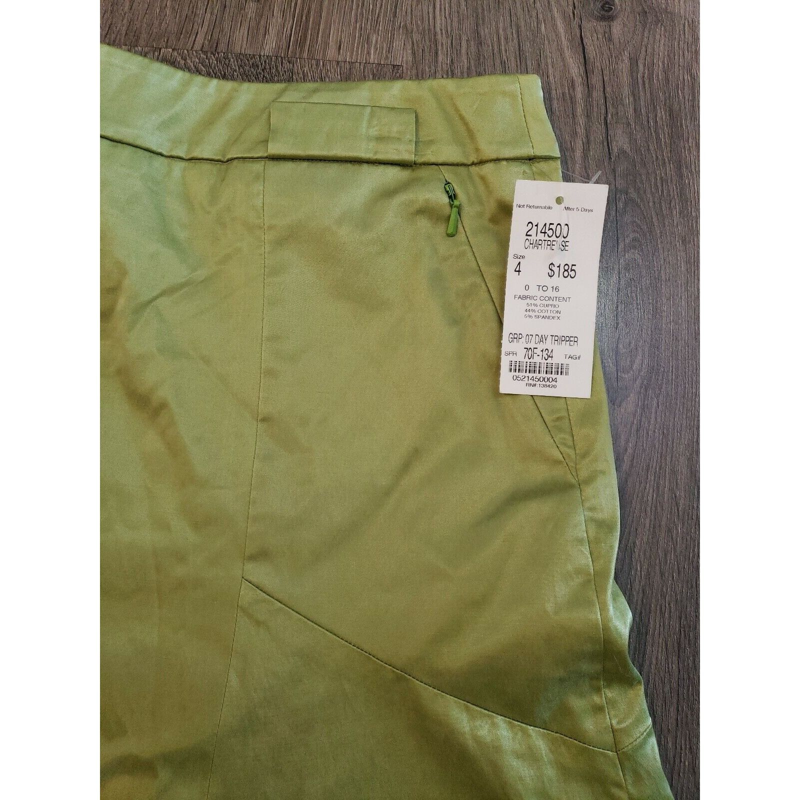 Designer Trumpet Flare Skirt Womens 4 Green Sateen Pockets Knee Lengt Size 27" / US 4 / IT 40 - 3 Thumbnail