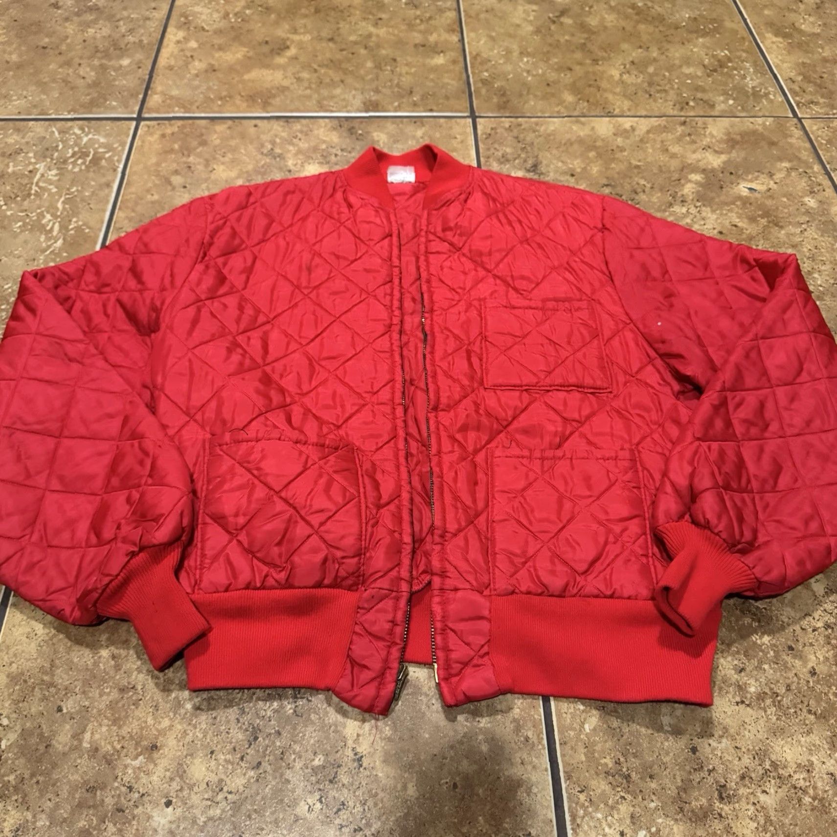 Vintage Vtg 1950’s Quilted Jacket Red Size Large Dupont Dacron Bomber 60s Man Jacket Quilted Red L Dupont Dacron Bomber 1950s Size US L / EU 52-54 / 3 - 2 Thumbnail