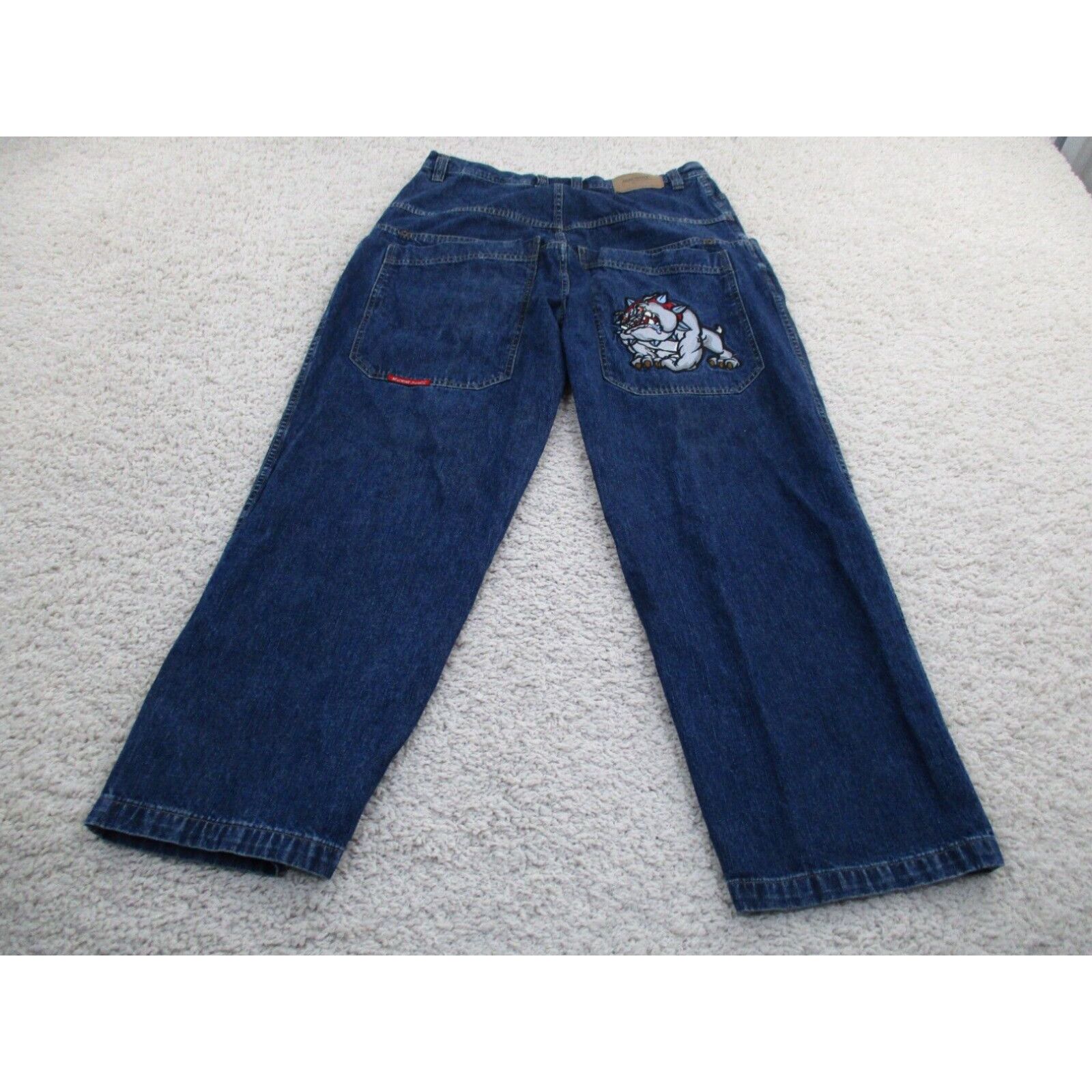 image of Toy Machine Vintage Machine Jeans Mens 36 Blue Baggy Y2K Skate Denim Bulldog Double Pocket in White