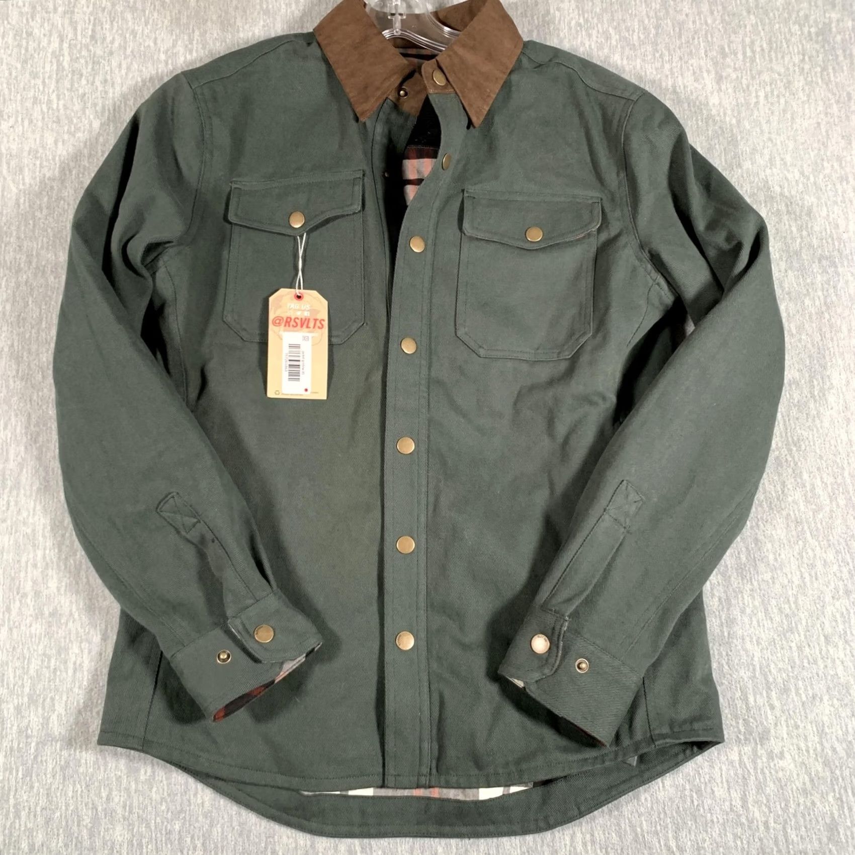 Vintage RSVLTS Roosevelts Jacket Mens XS Green Brown Flannel Lined Corduroy Collar Shirt Jacket” Size US XS / EU 42 / 0 - 3 Thumbnail