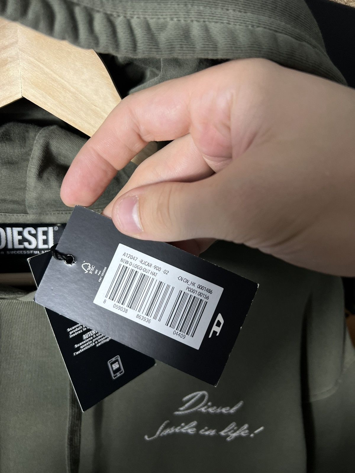 Diesel 🔥NWT Diesel Smile in Life Washed Logo Hoodie Olive Green L Size US L / EU 52-54 / 3 - 11 Thumbnail
