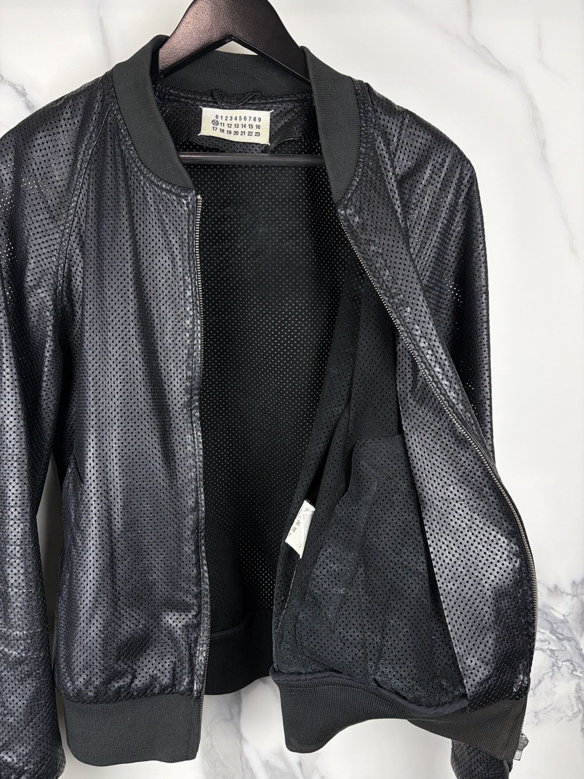 Maison Margiela SS07 Maison Margiela Perforated Leather Bomber Jacket Black Size US M / EU 48-50 / 2 - 8 Thumbnail
