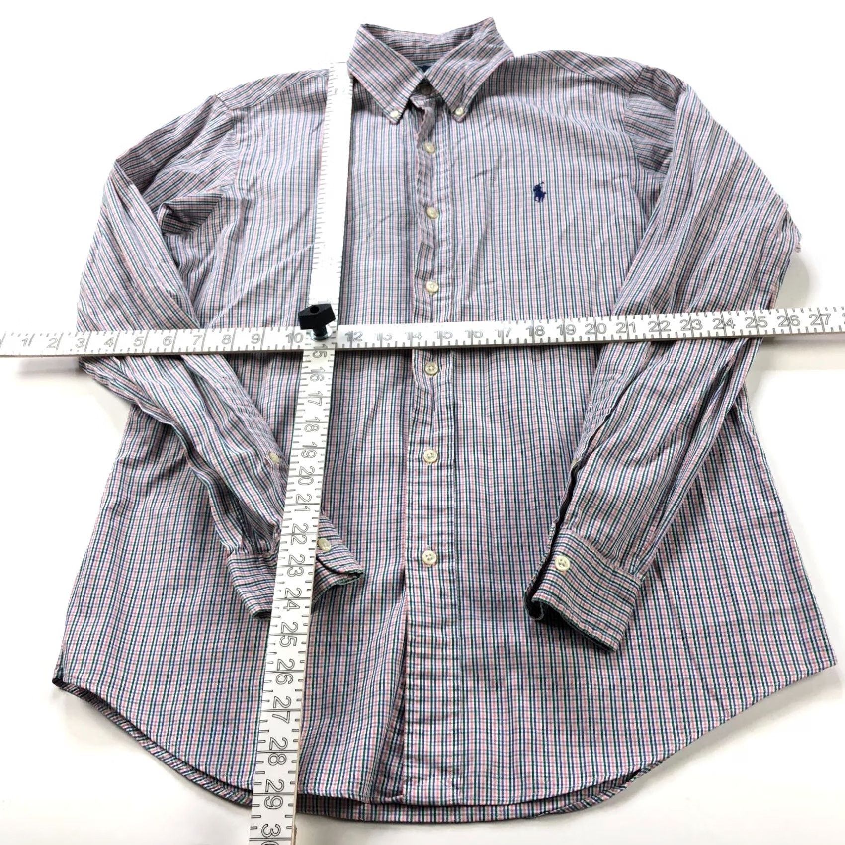 Polo Ralph Lauren Ralph Lauren Custom Fit Pinpoint Oxford 15.5 34/35 LS Dress Shirt Green Pink Size 42R - 3 Thumbnail