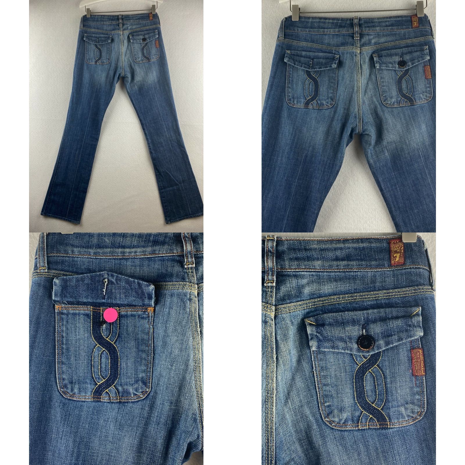 7 For All Mankind 7 for all Mankind Jeans Womens 28 Bootcut Denim Blue 5-Pocket Pockets Belt Loops Flap Pockets Made In USA Vintage No Regular Fit Modern Style Size 28" / US 6 / IT 42 - 8 Thumbnail