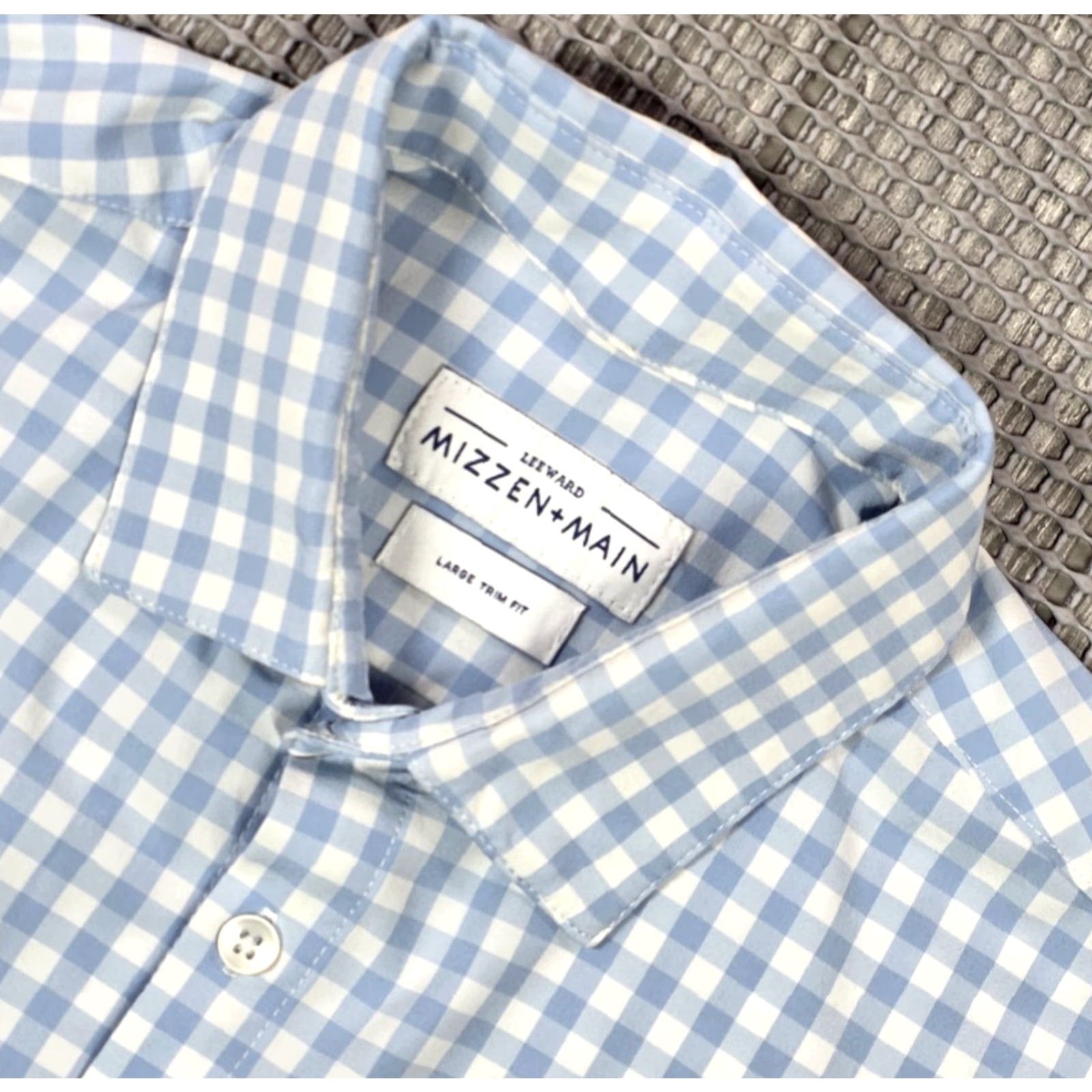Mizzen+Main Mizzen Main Leeward Button up Shirt L Blue White Gingham Check Trim Fit Size US L / EU 52-54 / 3 - 5 Thumbnail