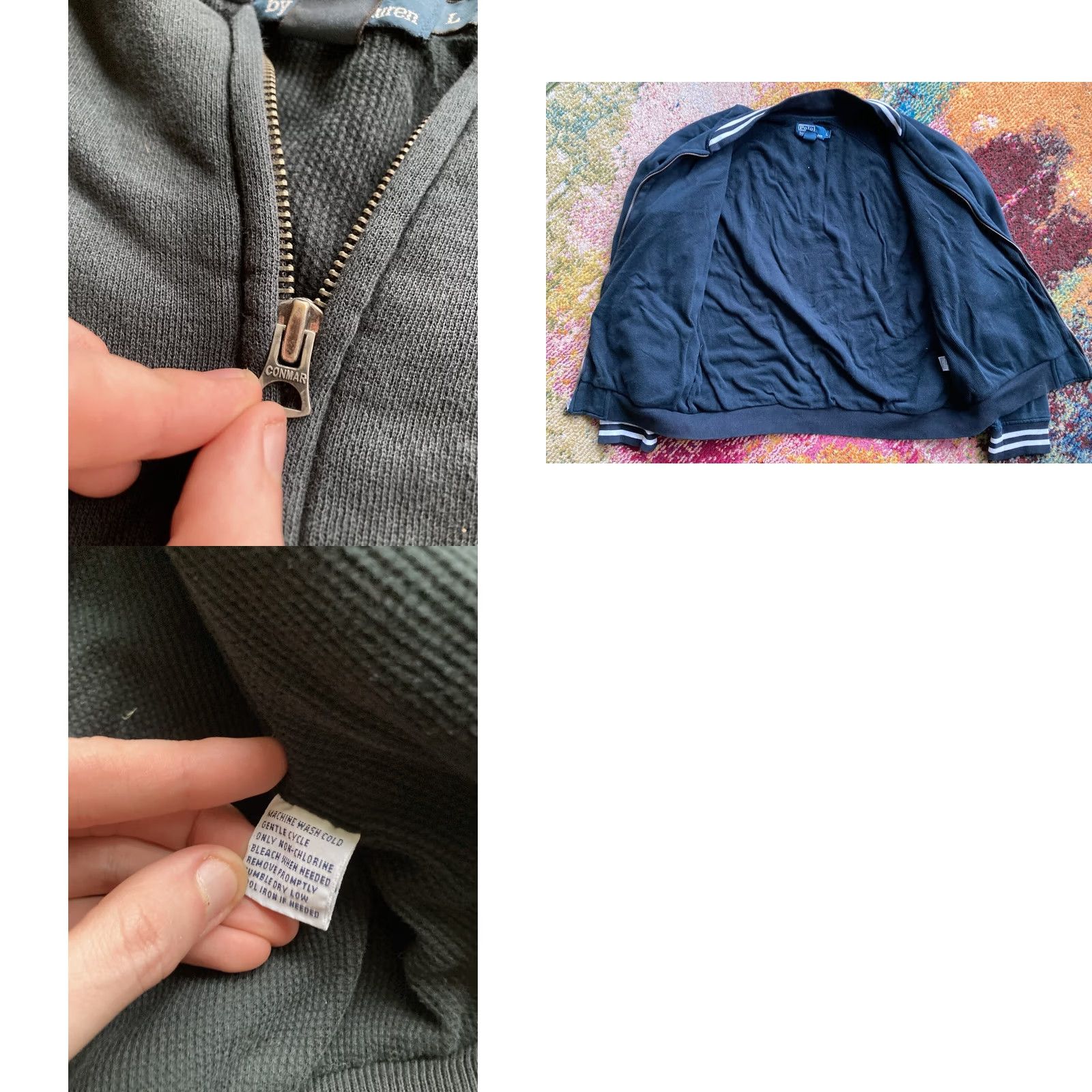 Polo Ralph Lauren VINTAGE Polo Ralph Lauren Bomber Jacket Mens L Black Full Zip Varsity Retro Torn Lining, Cuff Wear Size US L / EU 52-54 / 3 - 9 Thumbnail