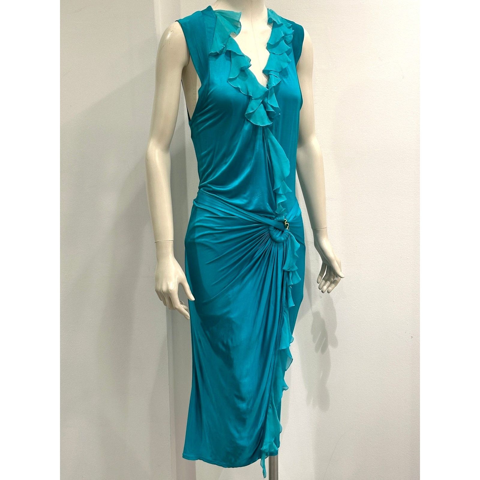Roberto Cavalli S/S2006 Roberto Cavalli ruffled wrap midi dress Size M / US 6-8 / IT 42-44 - 2 Thumbnail