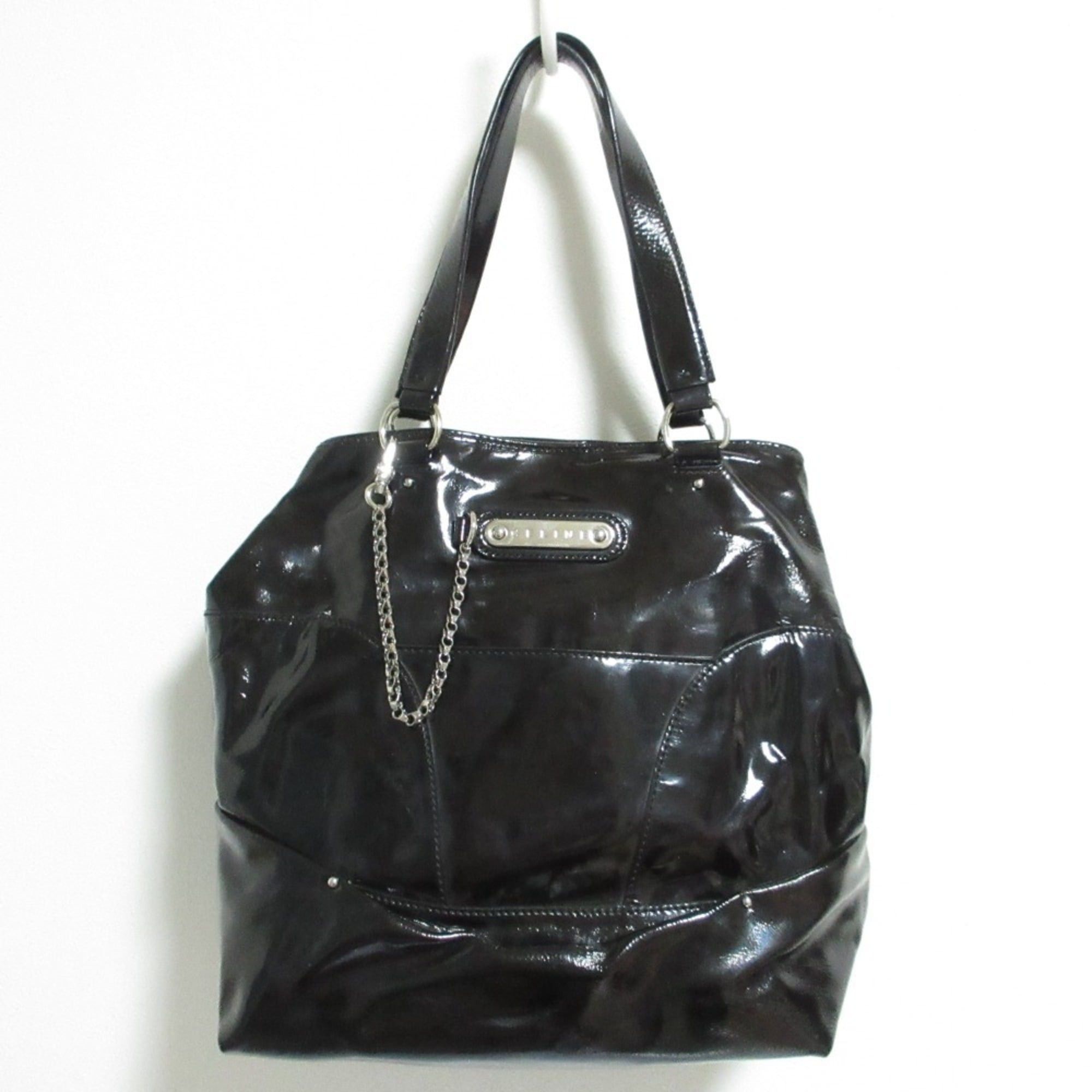 Celine Good condition Celine enamel chain tote bag in black. Women's. Luxs. Pre-owned brand. Size ONE SIZE - 1 Thumbnail