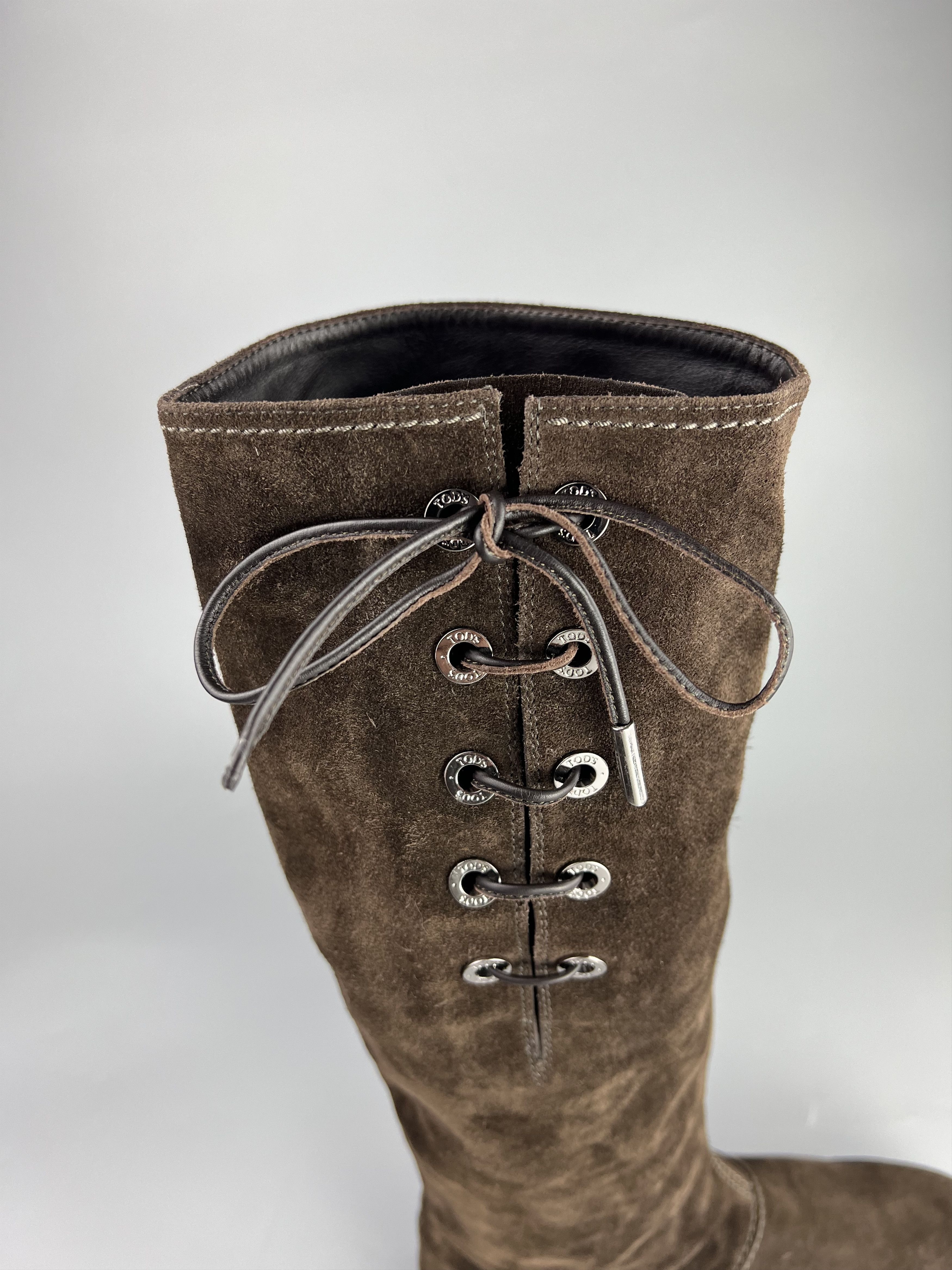 Tod's × Vibram Tod’s Brown Suede Knee High Boots Size 38 Size US 8 / IT 38 - 7 Thumbnail
