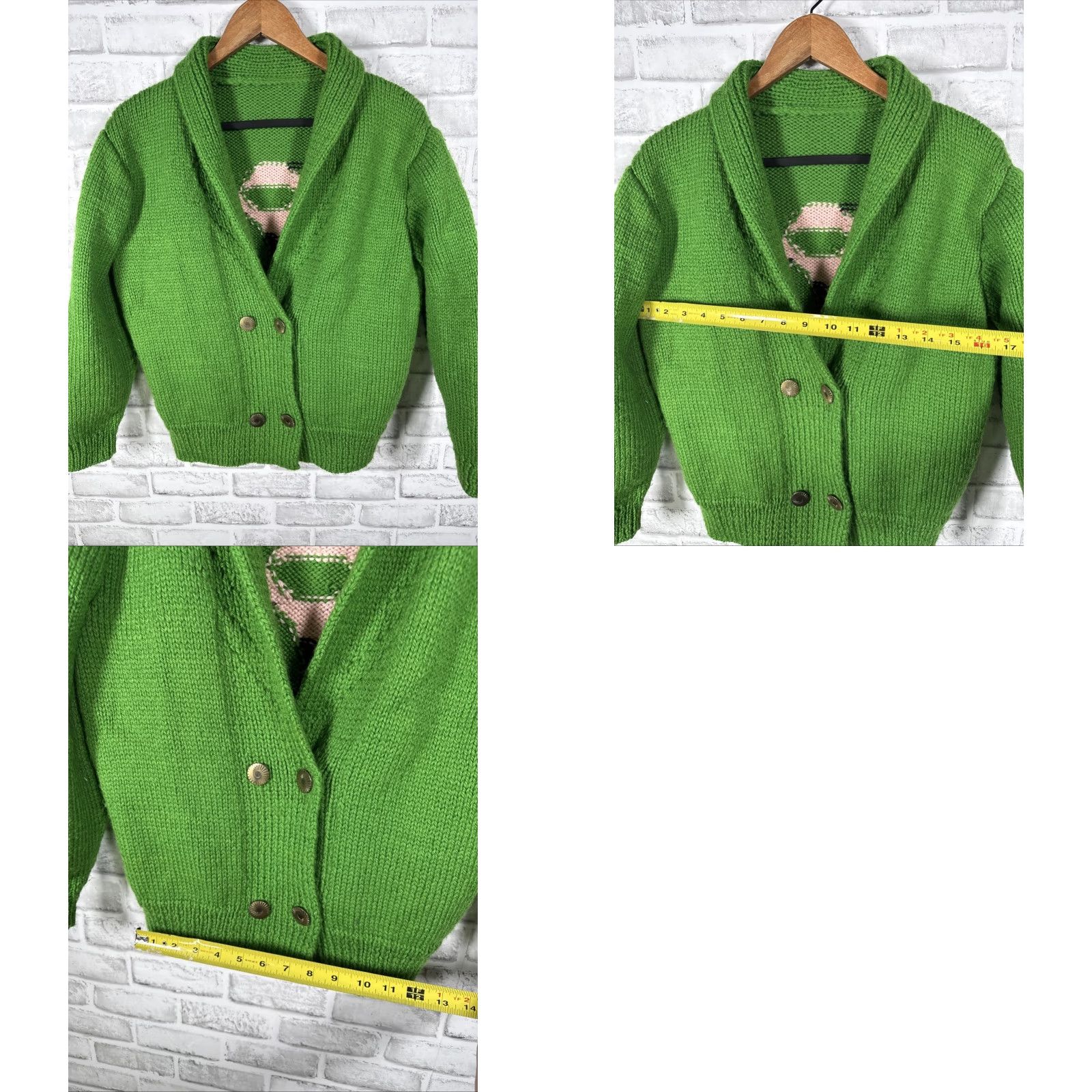 Vintage VINTAGE HAND MADE Green Acrylic/Wool Cardigan Sweater Shawl Neck Womens S Size S / US 4 / IT 40 - 8 Thumbnail