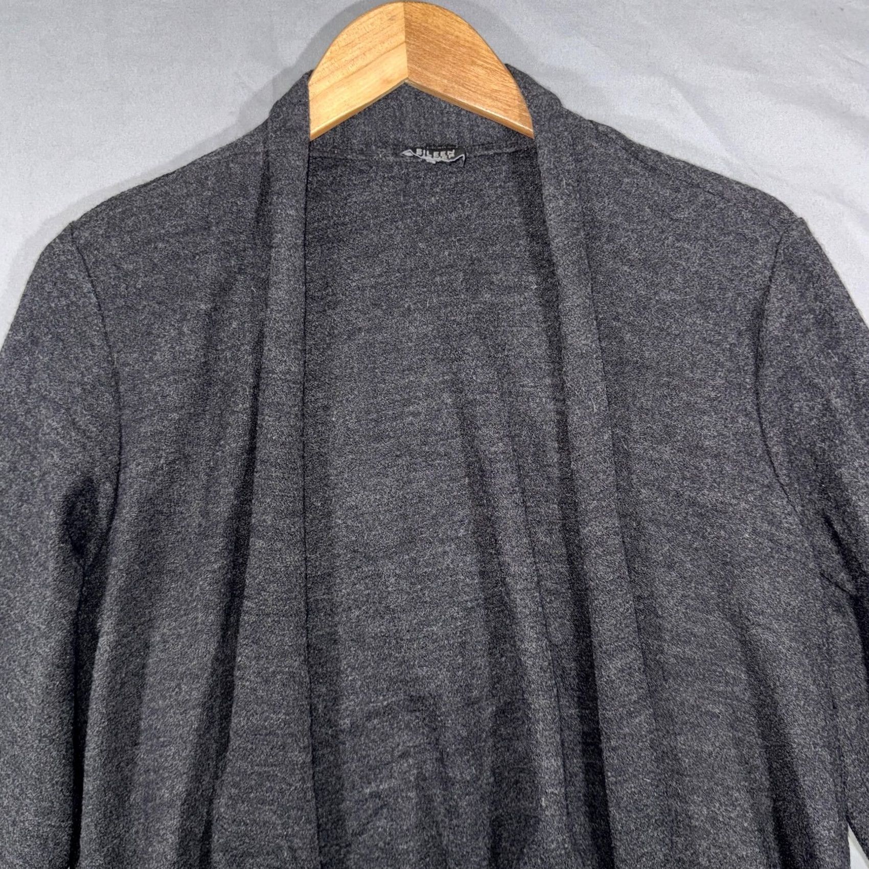 Eileen Fisher Eileen Fisher Cardigan Sweater Womens Medium Gray 100% Wool Open Drape Front Size M / US 6-8 / IT 42-44 - 3 Thumbnail