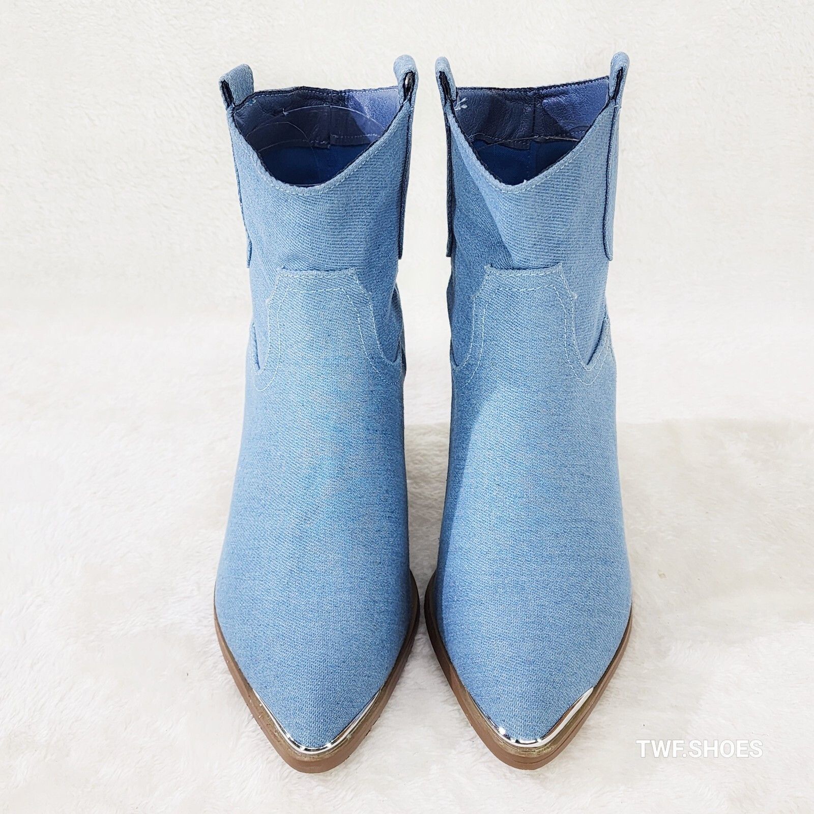 Other West World Denim Blue Cowgirl Country Western Ankle Boots (U Size US 8 / IT 38 - 3 Thumbnail