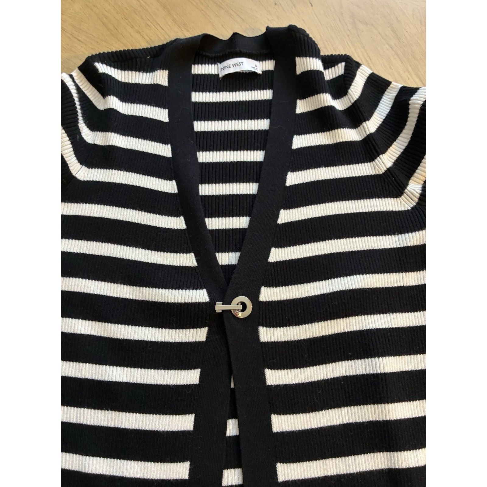 Nine West Striped Long Duster Cardigan Quiet Luxury Minimalist S Size S / US 4 / IT 40 - 15 Thumbnail