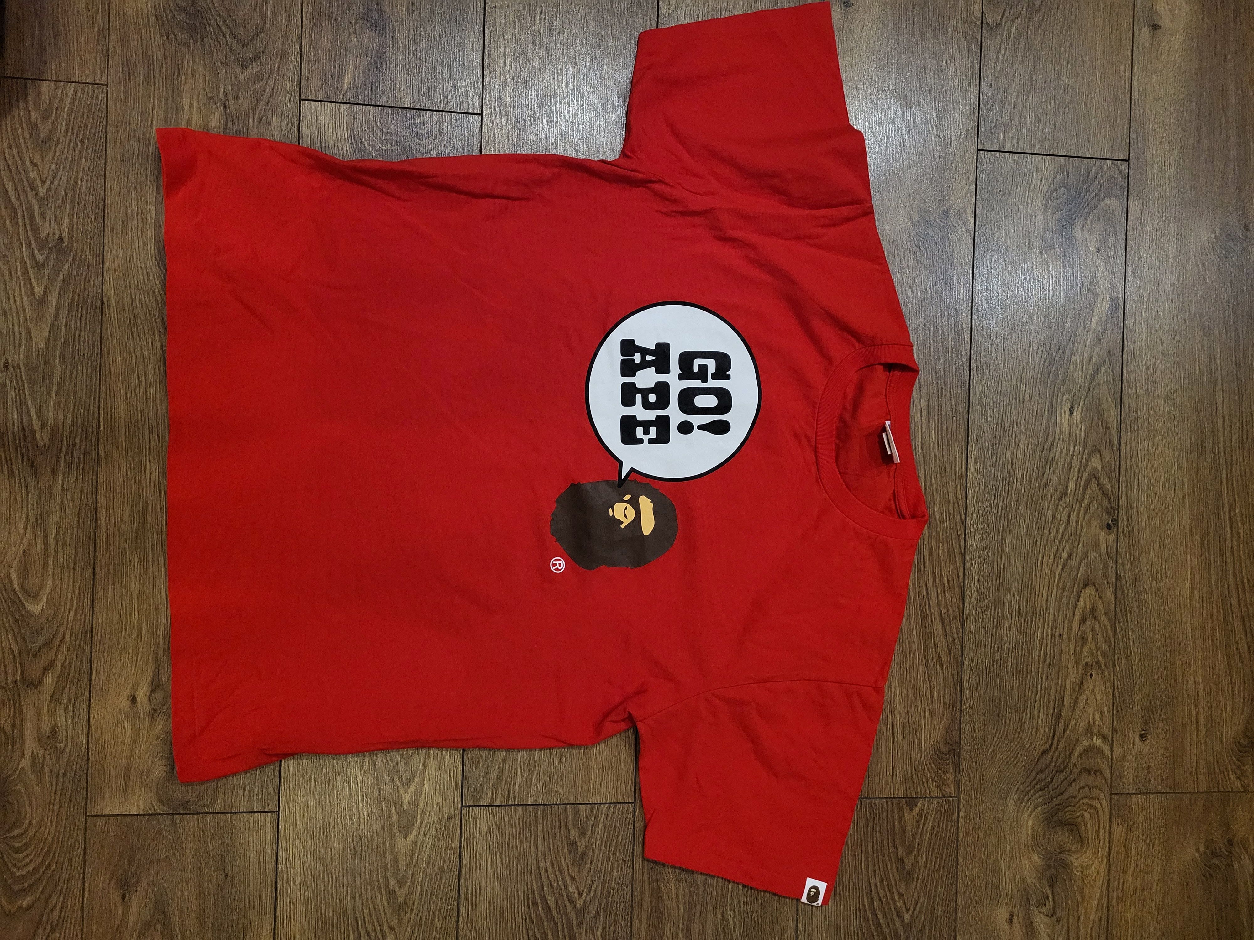 image of Bape Go Ape Tee in Red, Men's (Size Large)