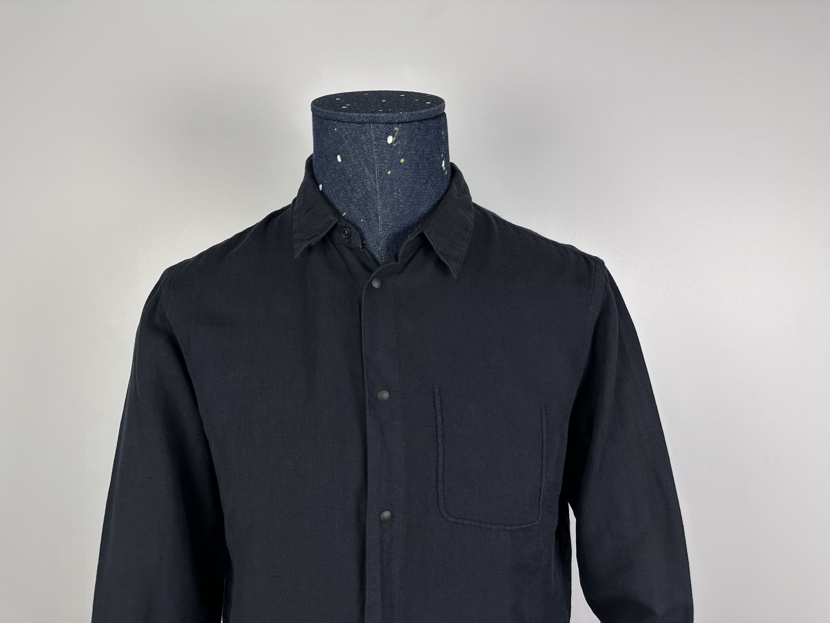 Folk Folk Linen Shir Long Sleeve Men's Size 2 Black Size 40S - 2 Thumbnail