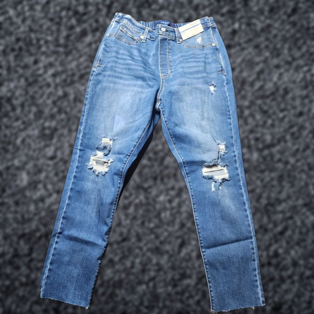 Vintage VINTAGE Arizona Jean Co. Adaptive Distressed Skinny Cropped Jeans Women's Juniors 15 Blue Analog? Size 36" / US 14 / IT 50 - 1 Thumbnail