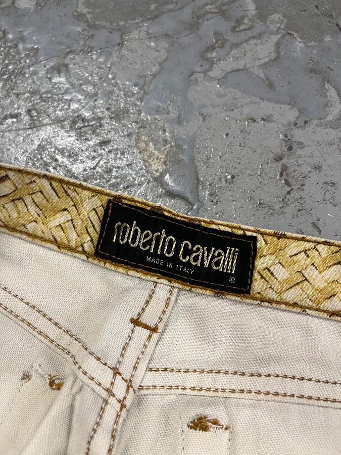 Roberto Cavalli 2000s Roberto Cavalli Wicker Basket Gradient Print Beige Pants Size US 31 - 10 Thumbnail