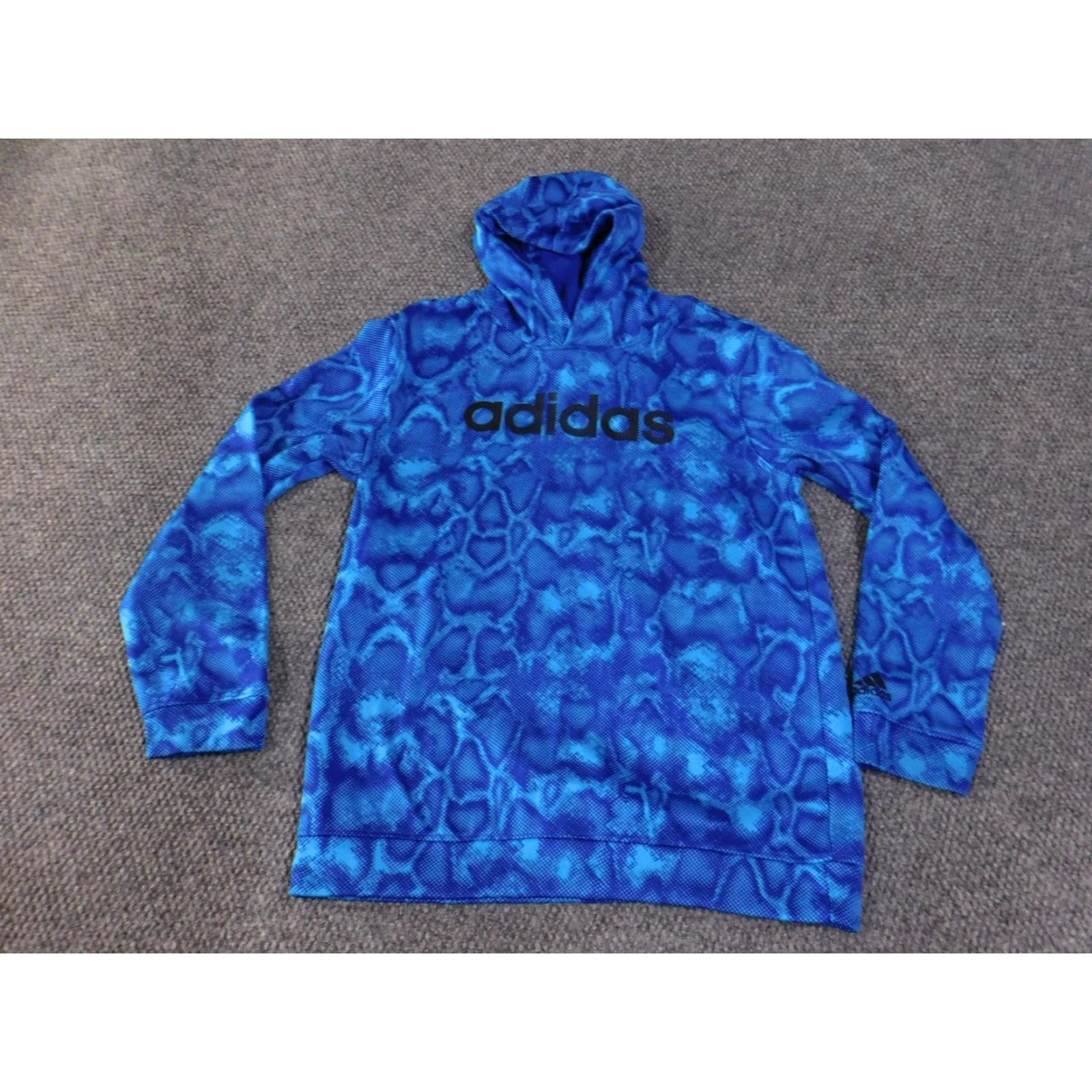 Adidas Adidas Hoodie Mens XL Blue Black Snake Print Pullover Athletic Logo Spell Out Size US XL / EU 56 / 4 - 2 Thumbnail