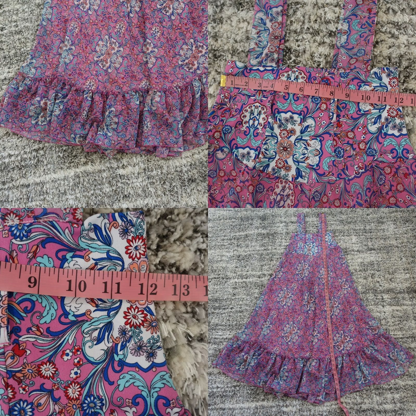 Vintage BISOU BISOU Dress Womens Maxi Sleeveless Floral Ruffles Boho VTG Pink Square Neck Long Casual Party/Cocktail Travel Size M / US 6-8 / IT 42-44 - 8 Thumbnail