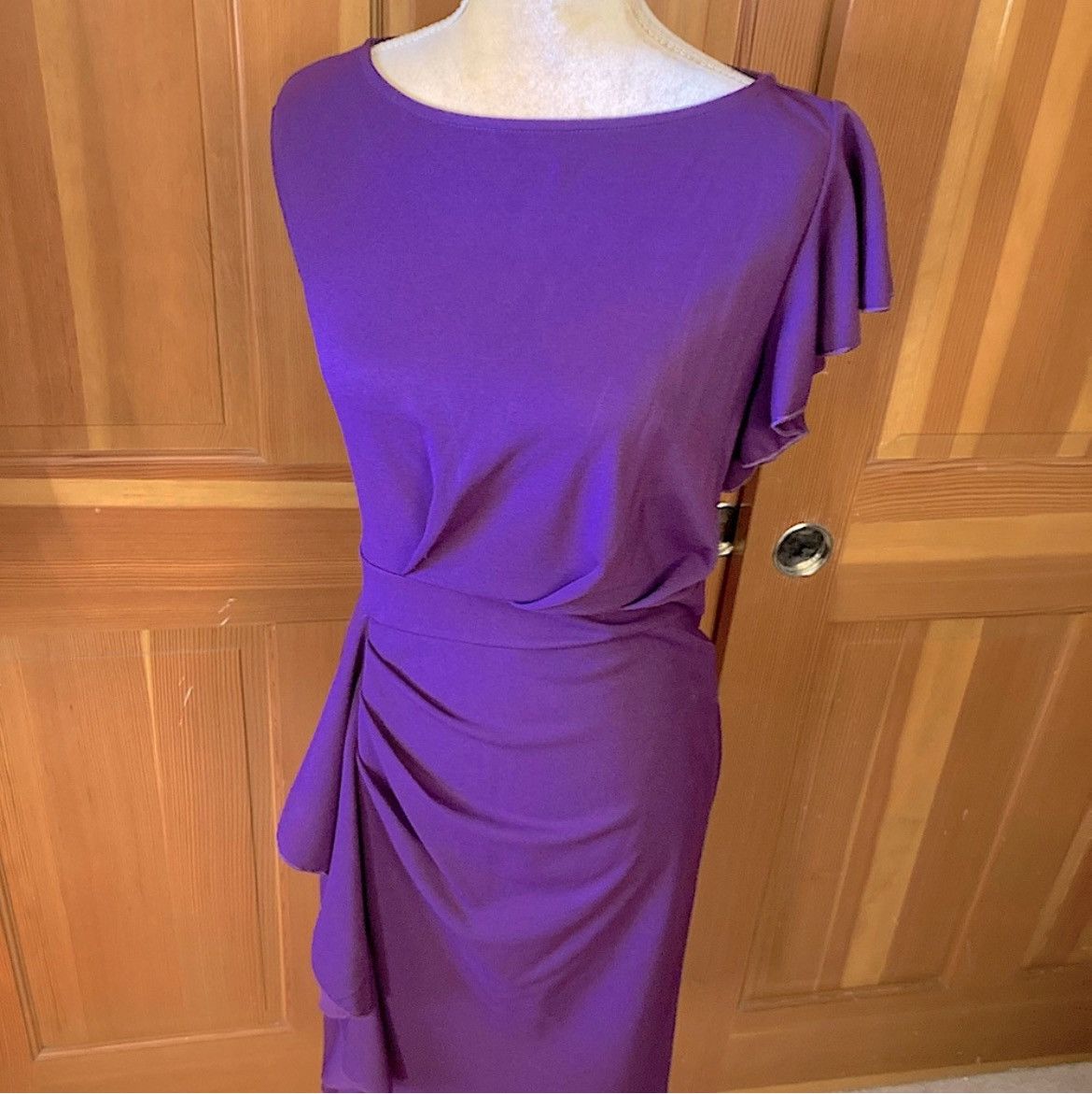 Designer × Other Nwt, Women’s Lavishly Paris Purple Side Ruffle Midi Dress Size S / US 4 / IT 40 - 16 Thumbnail