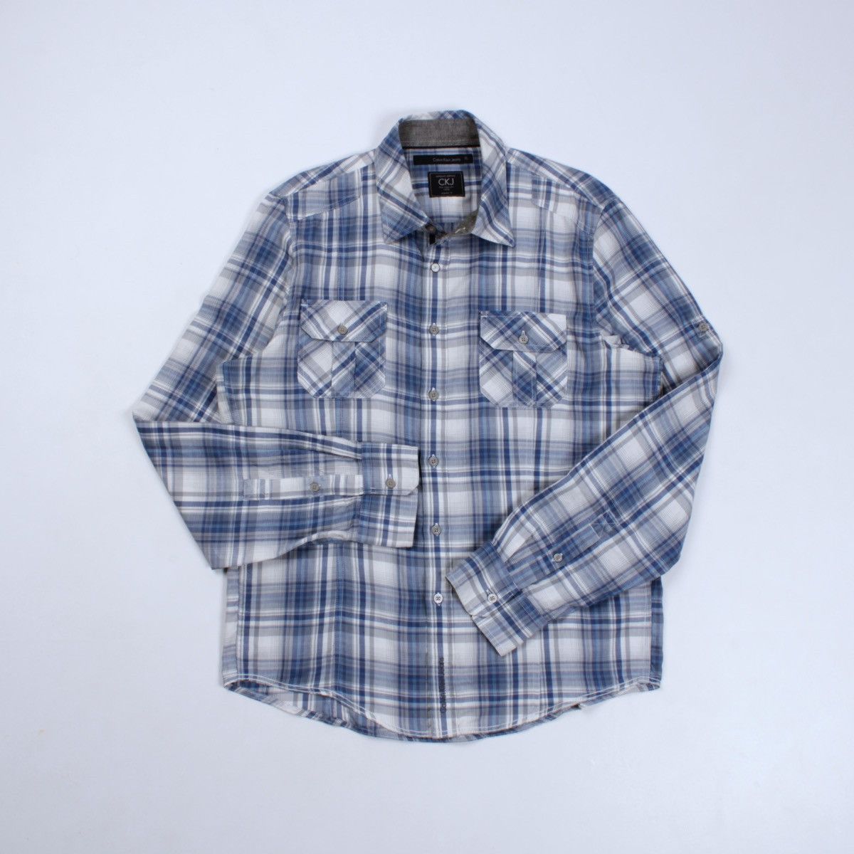 Calvin Klein × Designer CKJ Calvin Klein Jeans Lightweight Long Sleeve Plaid Shirt Size US XL / EU 56 / 4 - 1 Thumbnail
