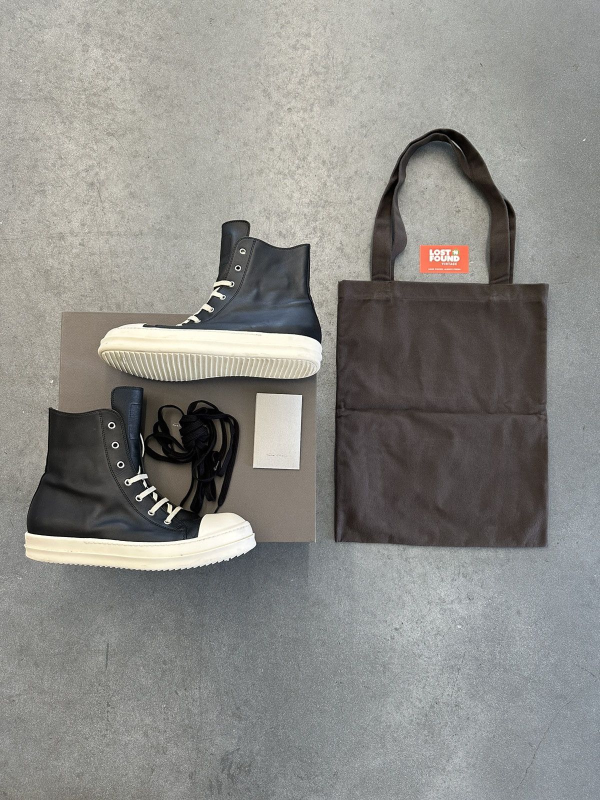 Size 45EU/12US - Rick Owen’s Leather Mainline Ramones Acid Milk? Tried On! Rick Owens Rick Owens Mainline Calfskin Leather Ramones in  main image 4