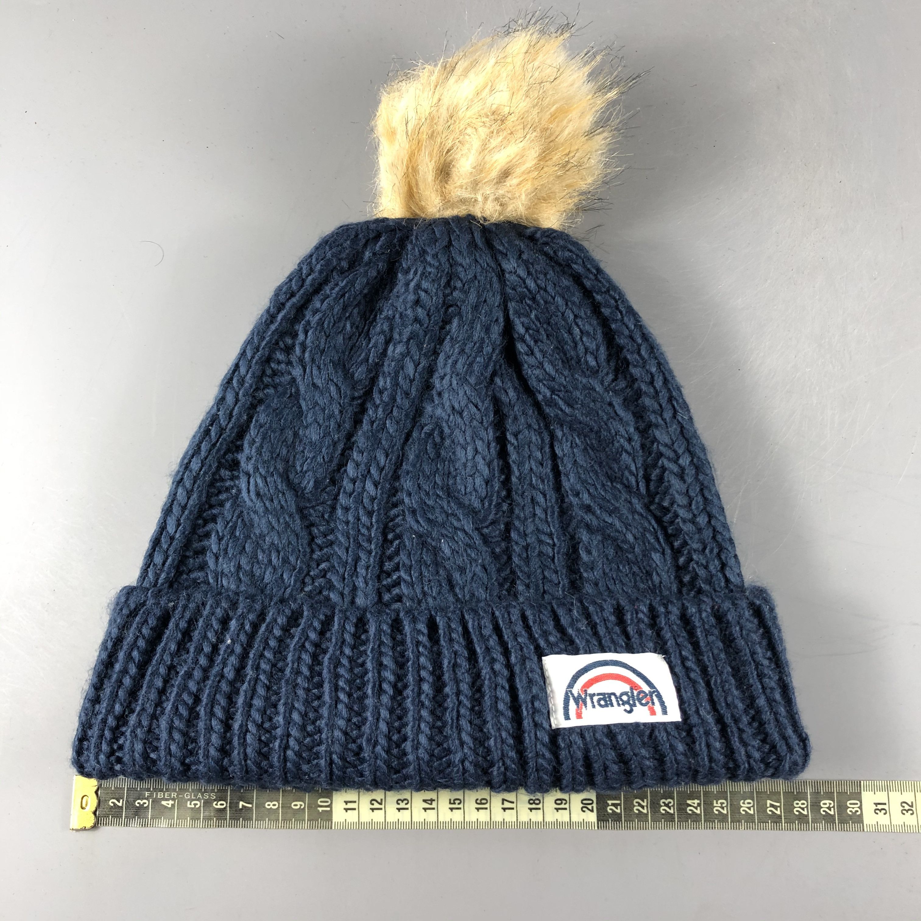 Vintage × Wrangler Wrangler Cable Knit PomPom Beanie Snow Hat Snow Cap -D756 Size ONE SIZE - 3 Thumbnail