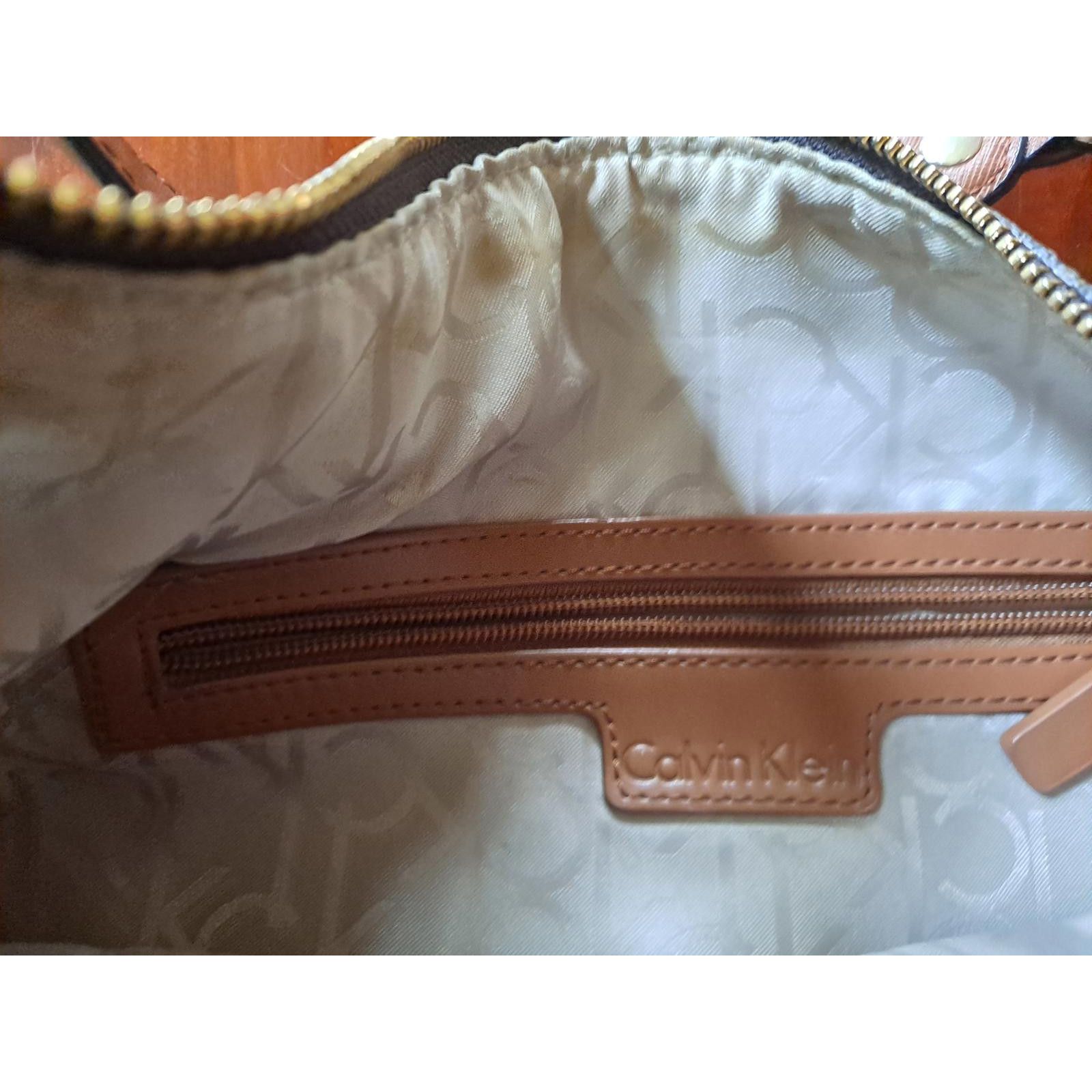 Calvin Klein Calvin Klein Monogram Hobo Bag with Side Zipper Pockets Size ONE SIZE - 8 Thumbnail