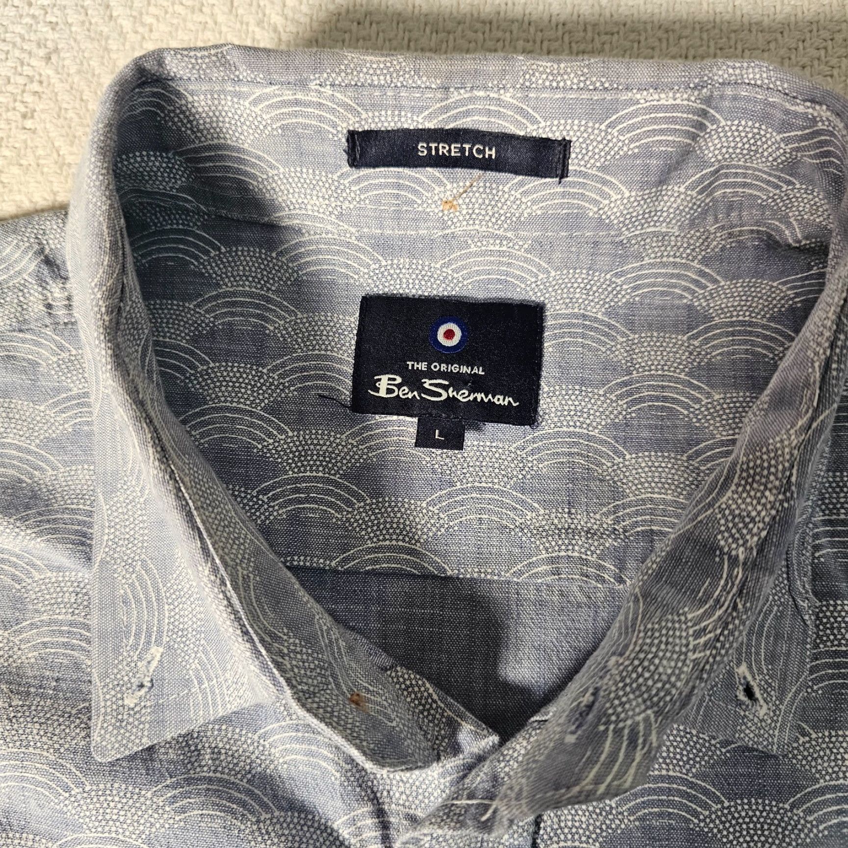Ben Sherman Ben Sherman Men's Short Sleeve Button-Up Shirt L Blue Geometric Pattern Casual Summer Size US L / EU 52-54 / 3 - 2 Thumbnail