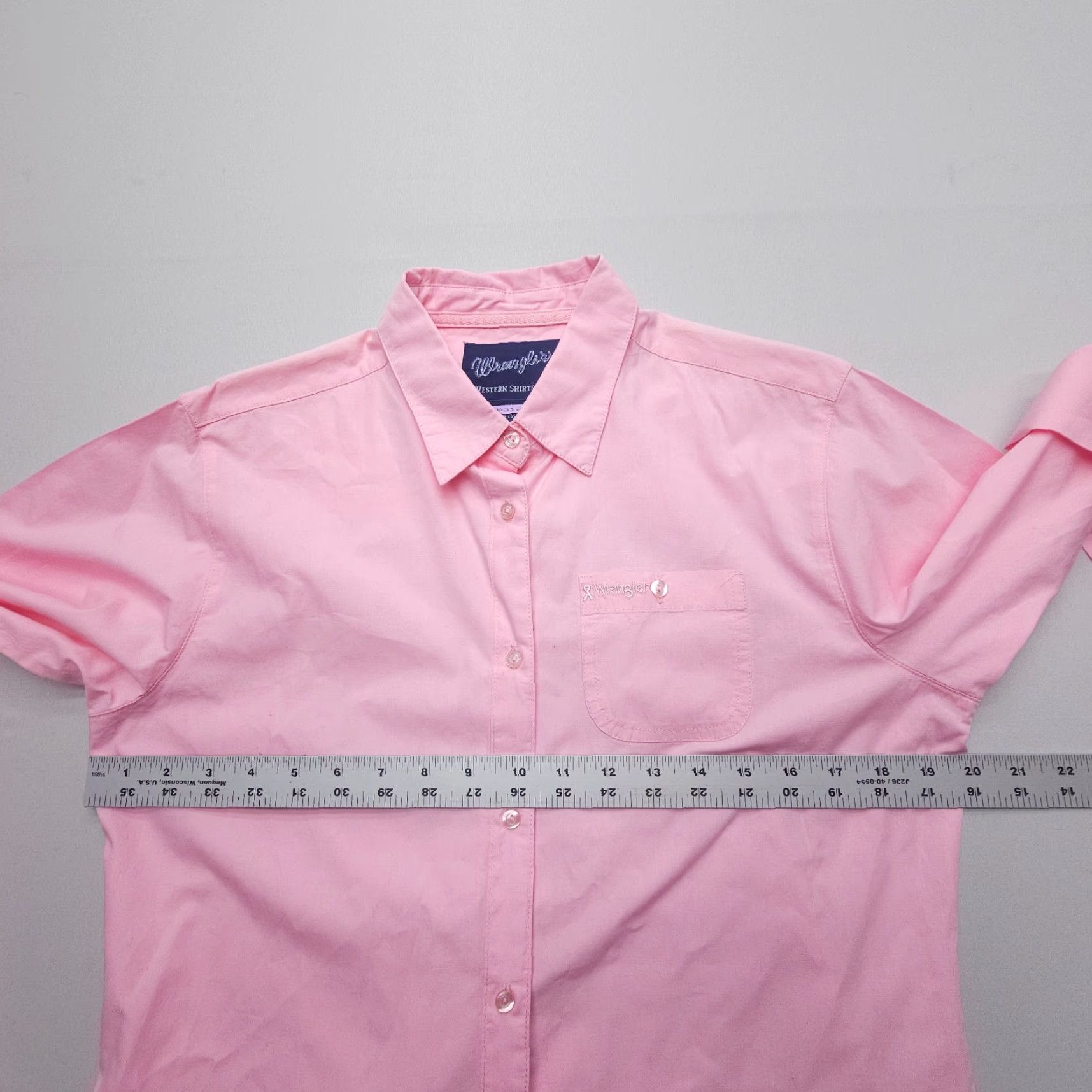 Wrangler Wrangler Western Shirt Womens Medium Pink Breast Cancer Ribbon Long Sleeve Button Up Shirt Size M / US 6-8 / IT 42-44 - 7 Thumbnail